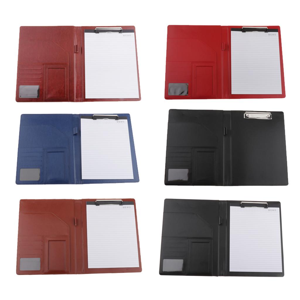 File Folder Paper Organizer Document Holder Writing Pad PU Leather Red