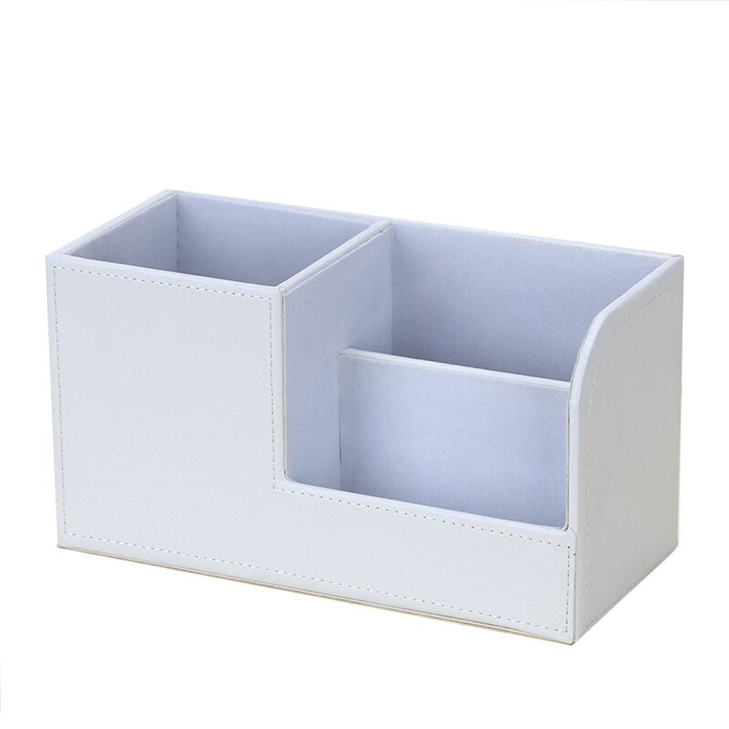 Multi-purpose Desktop Pu Leather storage box Pencils Holder White