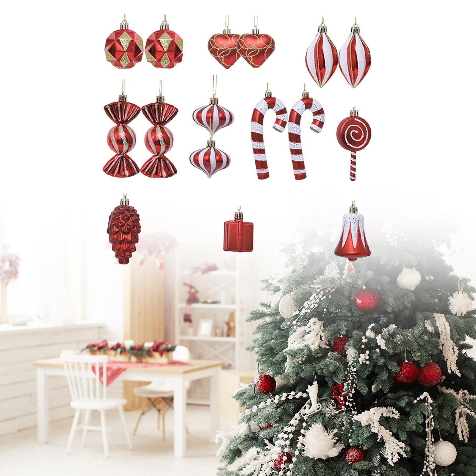 16 Pieces Christmas Balls Holiday Party Miniatures Craft Xmas Small Pendants Burgundy