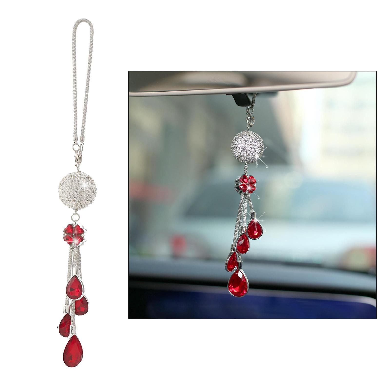 Bling Car Pendant Charms Rear View Mirror Hanging Ornament  Red