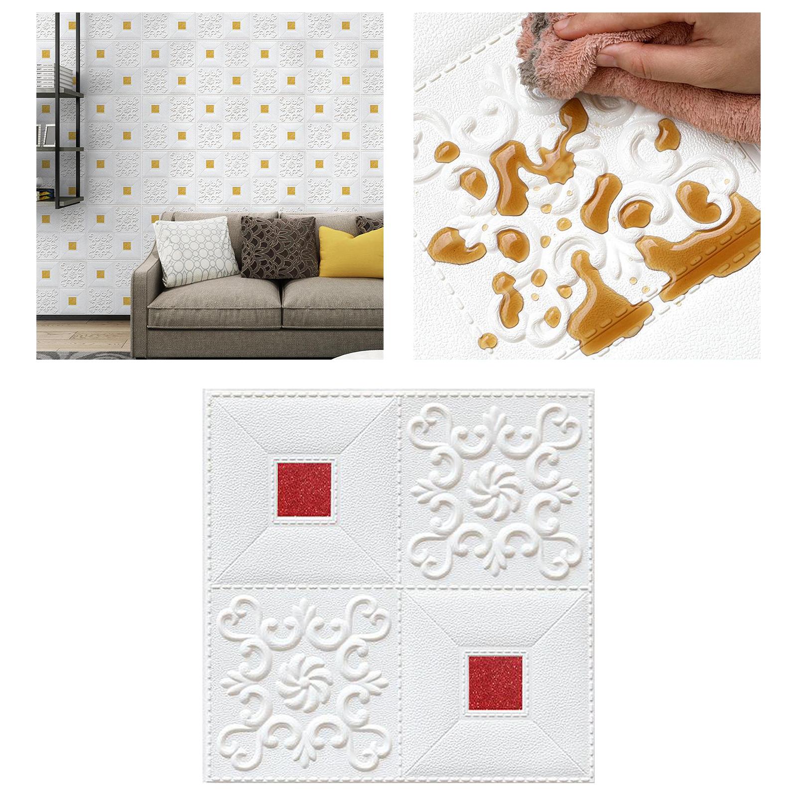 Adhesive 3D Wall Stickers Wallpaper Ceramic Tile Wall Panels White Red