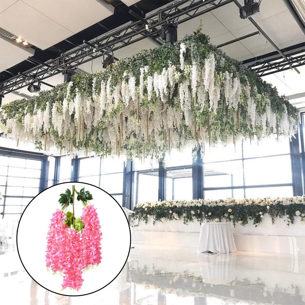 Artificial Wisteria Flowers Vine Silk Flower for Wedding Pink