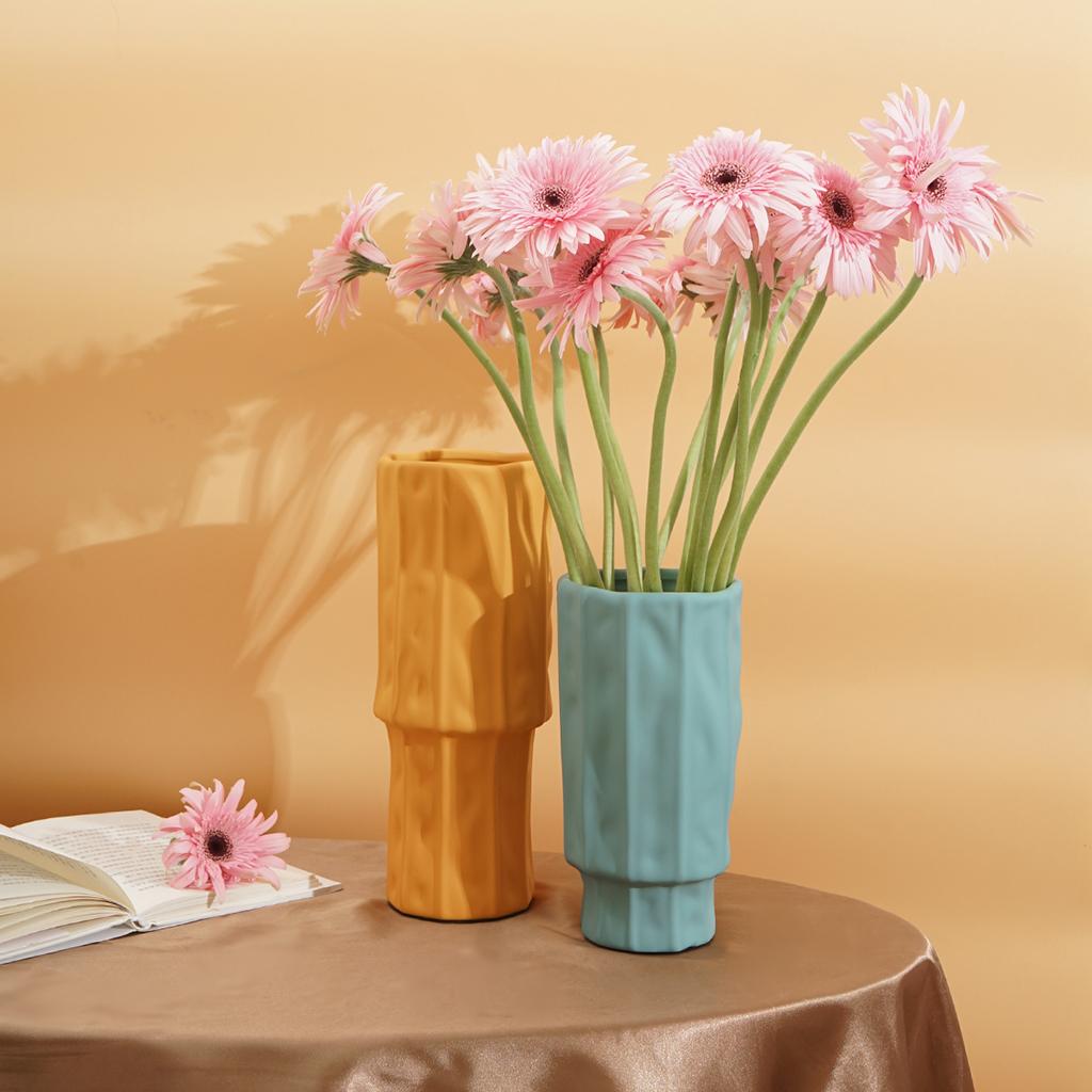 Creative Resin Vase Plant Pot Dried Stems Bunch Holder Green7.5x19.5x10.5CM
