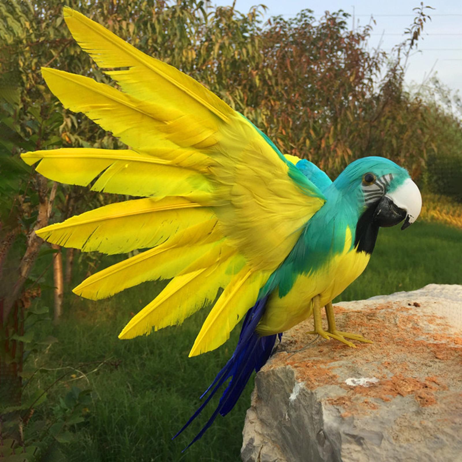 Handmade Artificial Parrot Model Feather Ornament for Home Garden  Style D