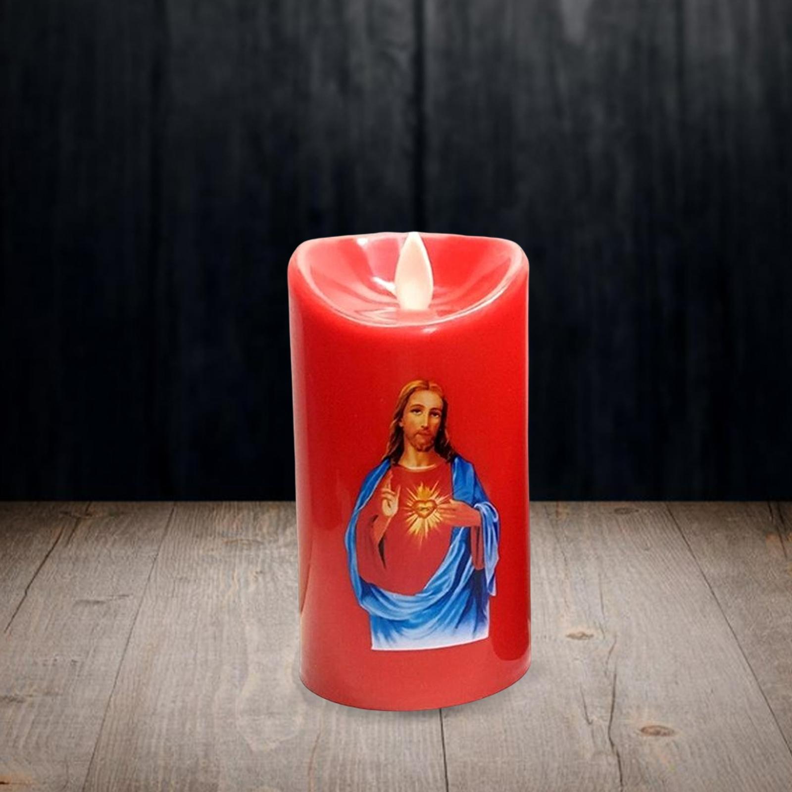 Saint LED Candle Lamp Battery Operated for Christmas Sacred Heart