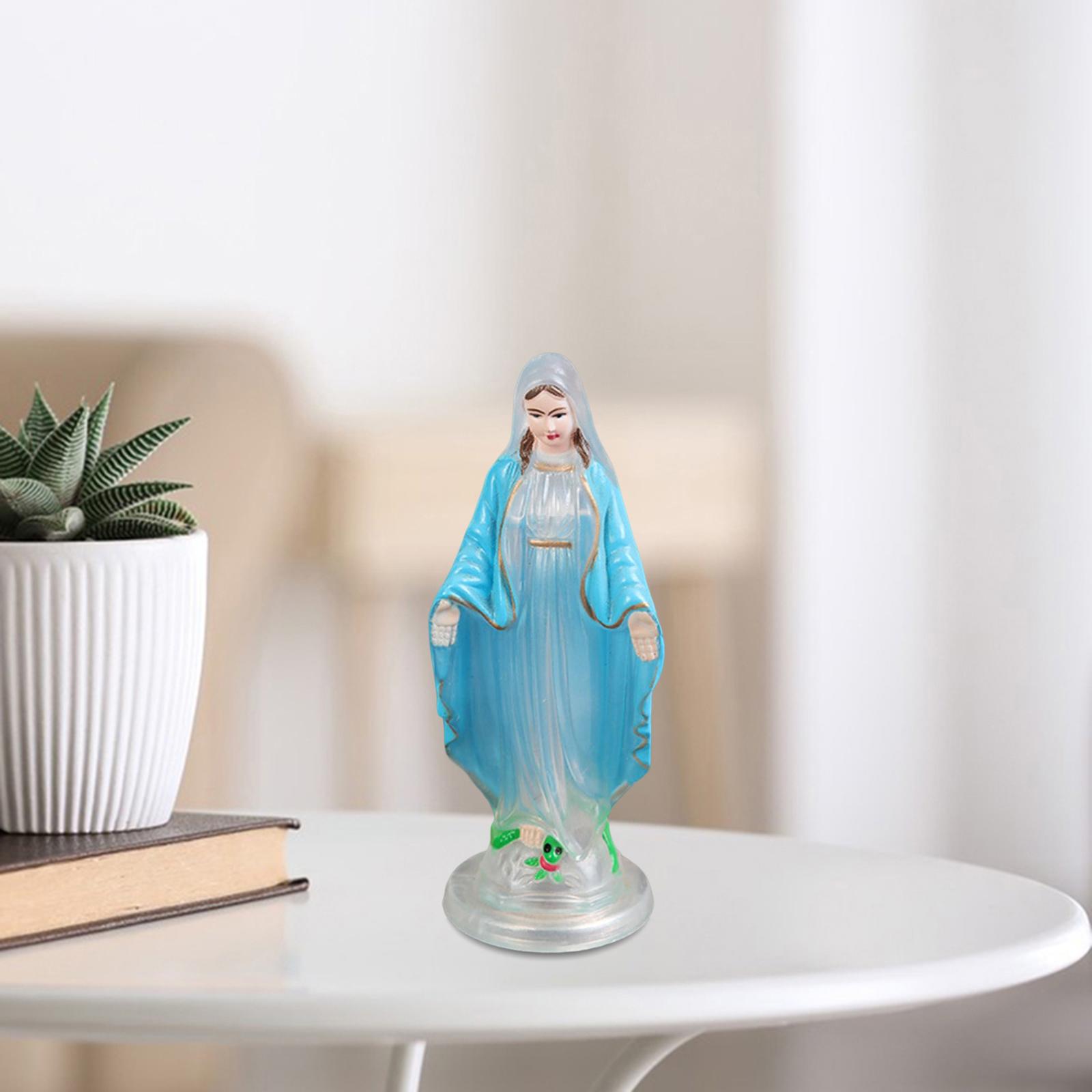 Blessed Virgin Mary Figurine Character Sculpture Statue Decoration 10cm Clear Blue Coat
