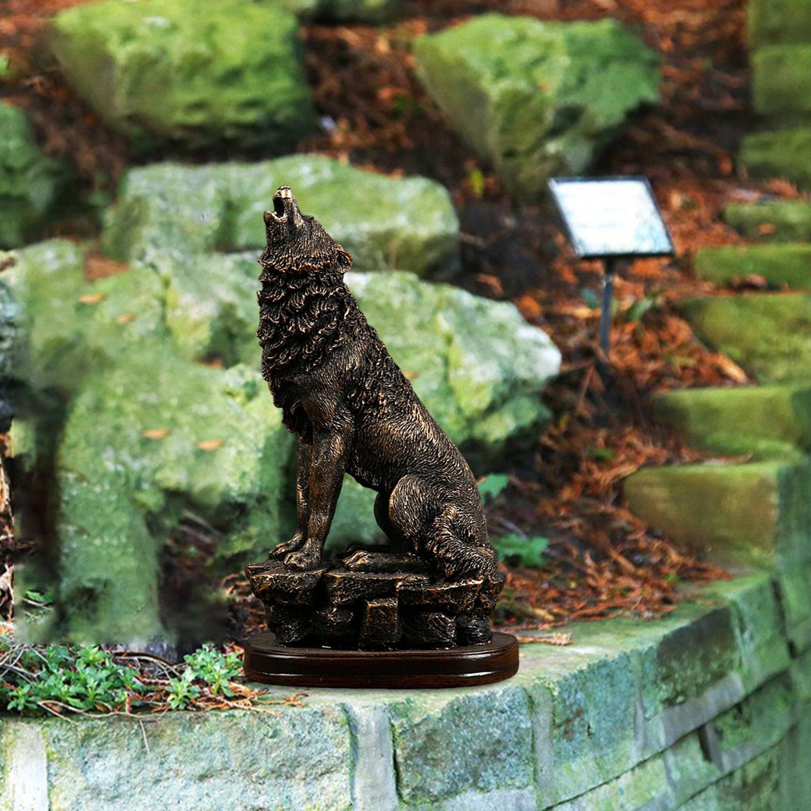 Polyresin Wolf Figurine Ornament Collectable for Bookshelf Office Cabinet