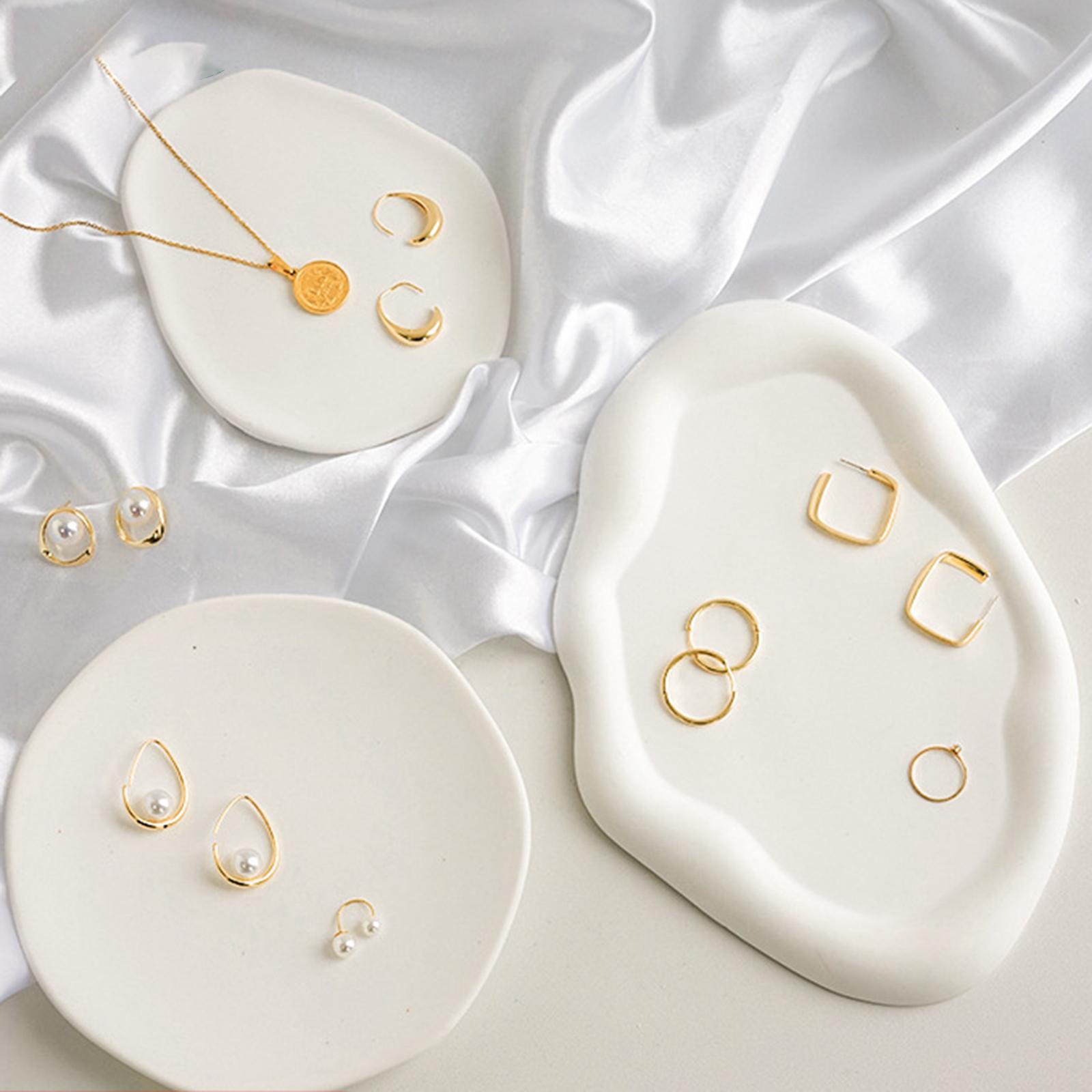 Decorative Jewelry Trays Display Plate Makeup Toiletries Plaster Vanity Tray Style A 14.5x12cm