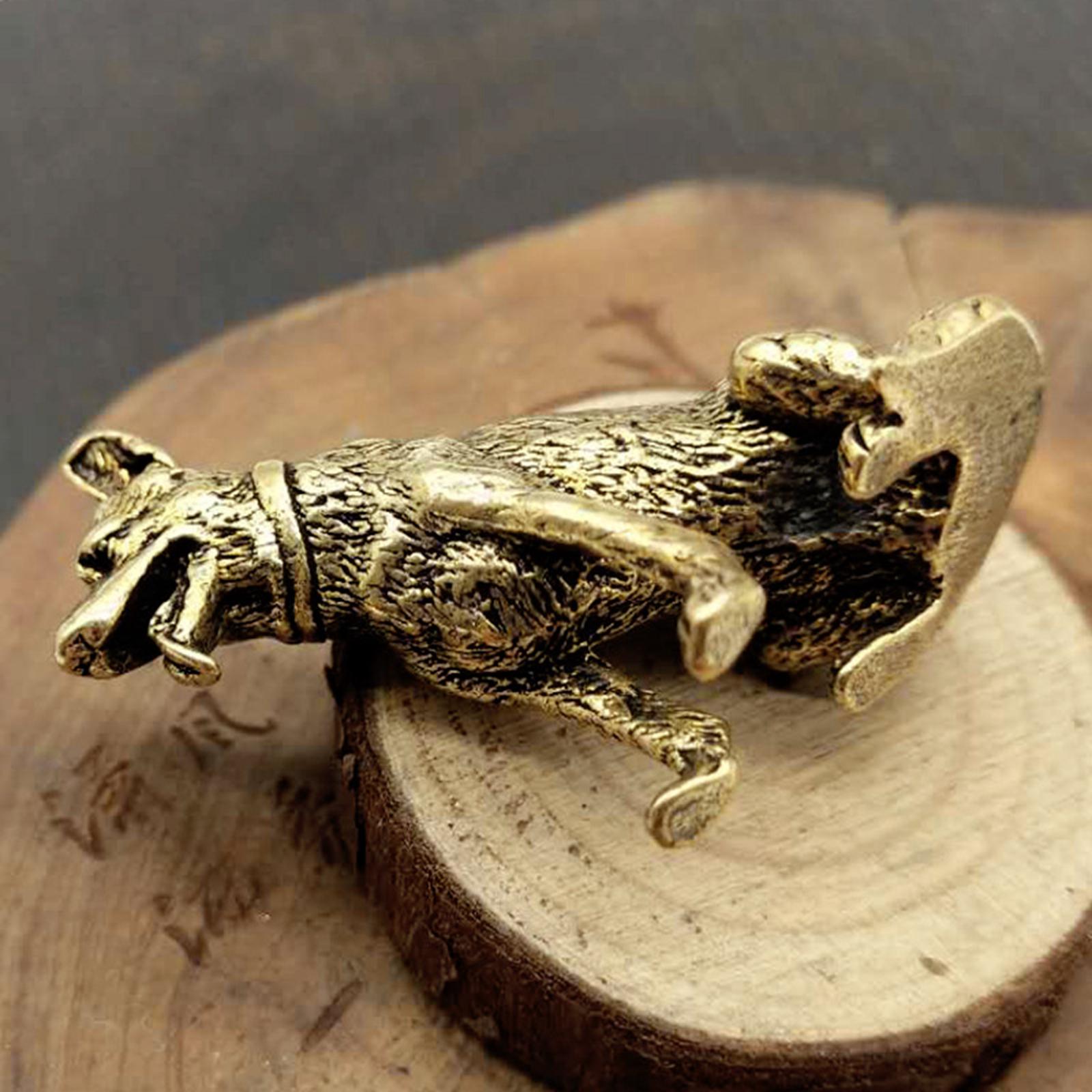 Brass Dog Statue Feng Shui Collectibles Dog Brass Figurine for Decoration
