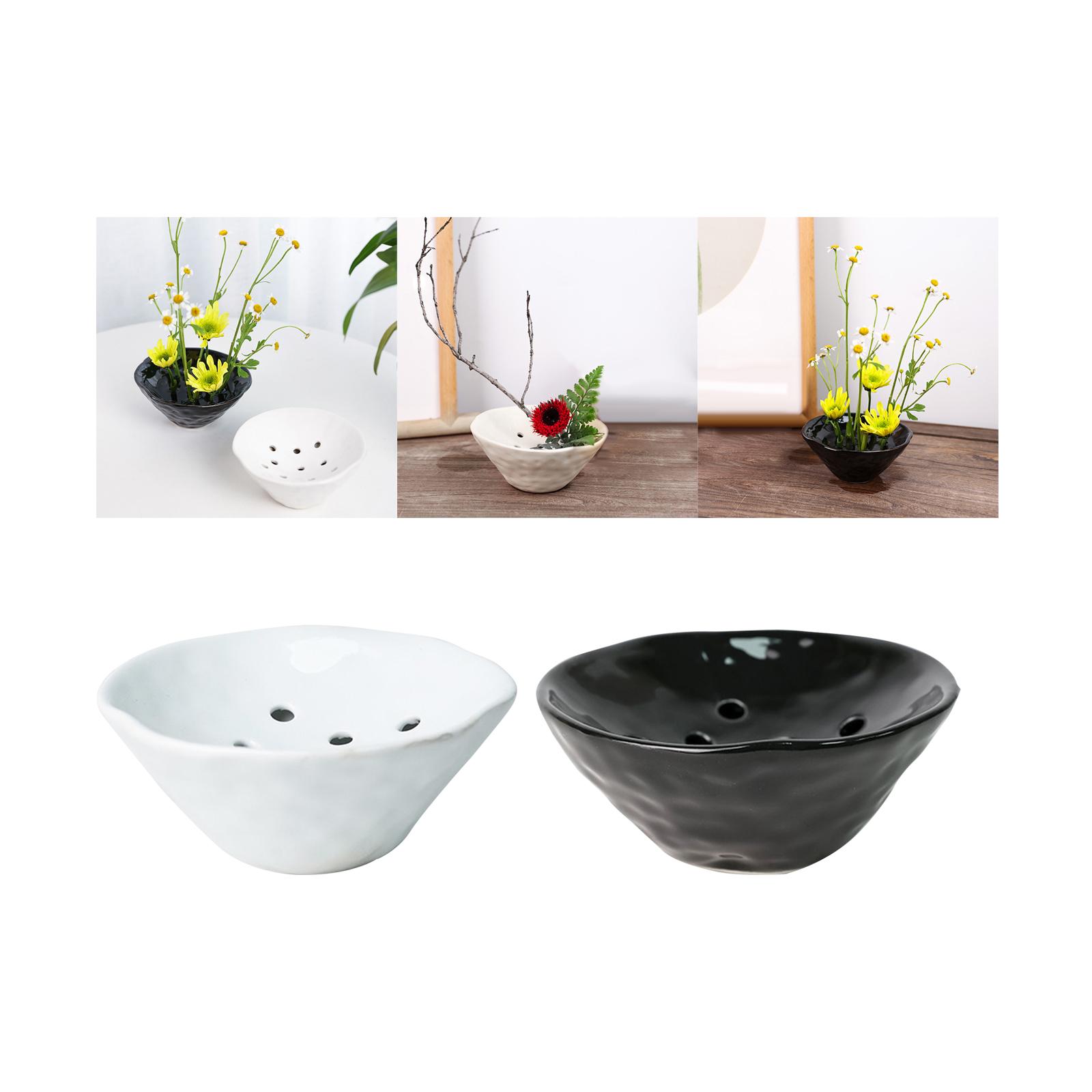 Flower Arrangement Bowl Decor Attachments Vase with Holes for Wedding Plants White