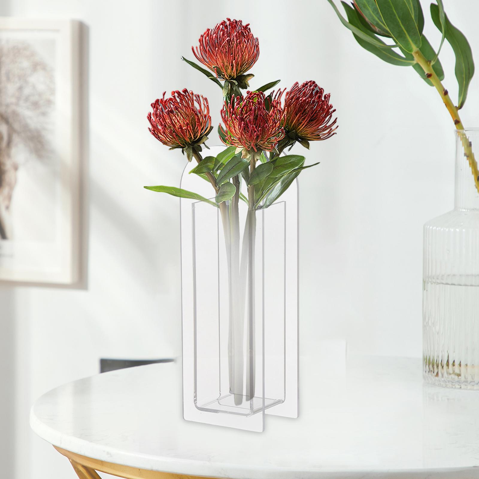 Unique Vase Geometric Arch Elegant Acrylic flower buckets for Restaurant Style A 