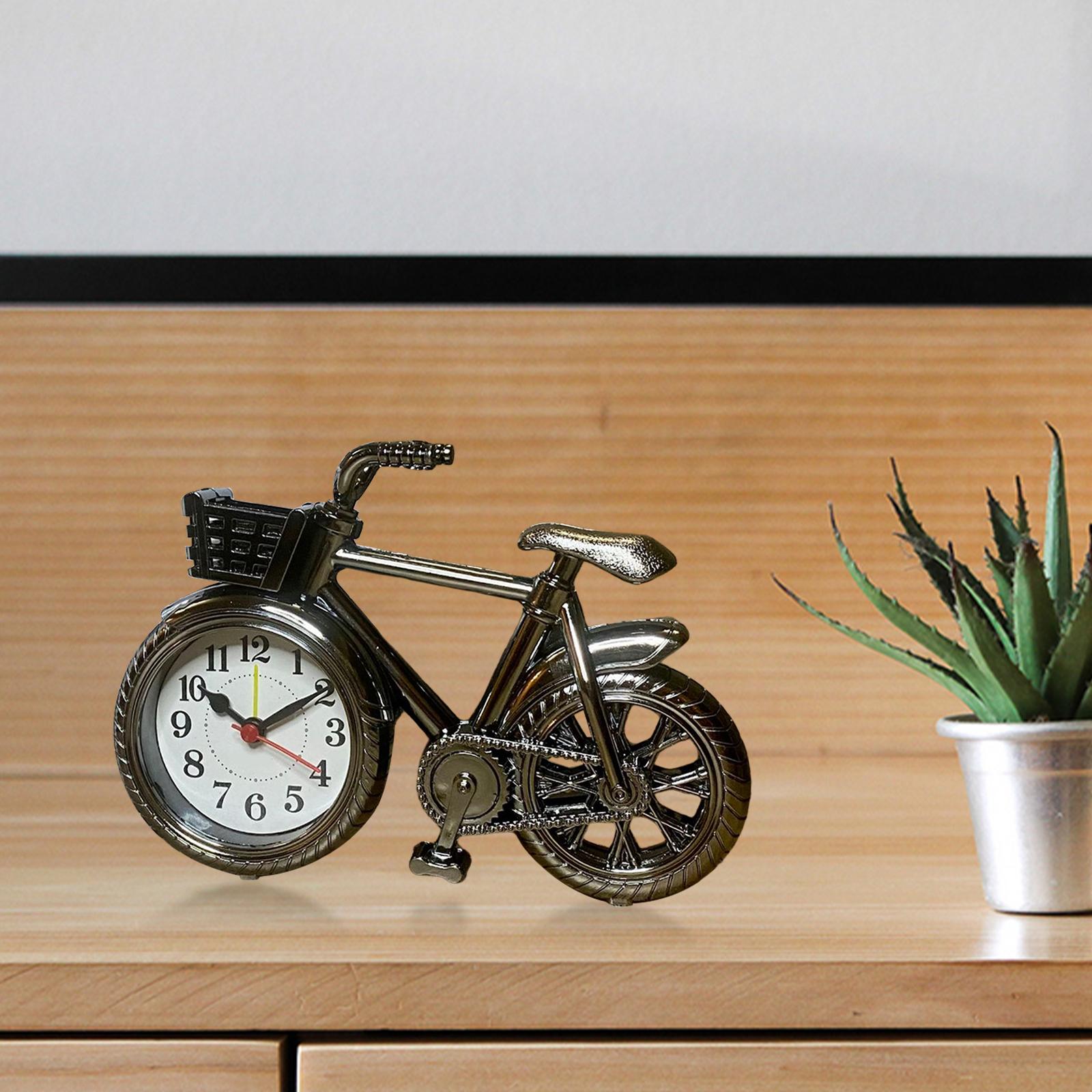 Bicycle Clock Retro Style Classic Small Decoration Bicycle Shape Alarm Clock Black