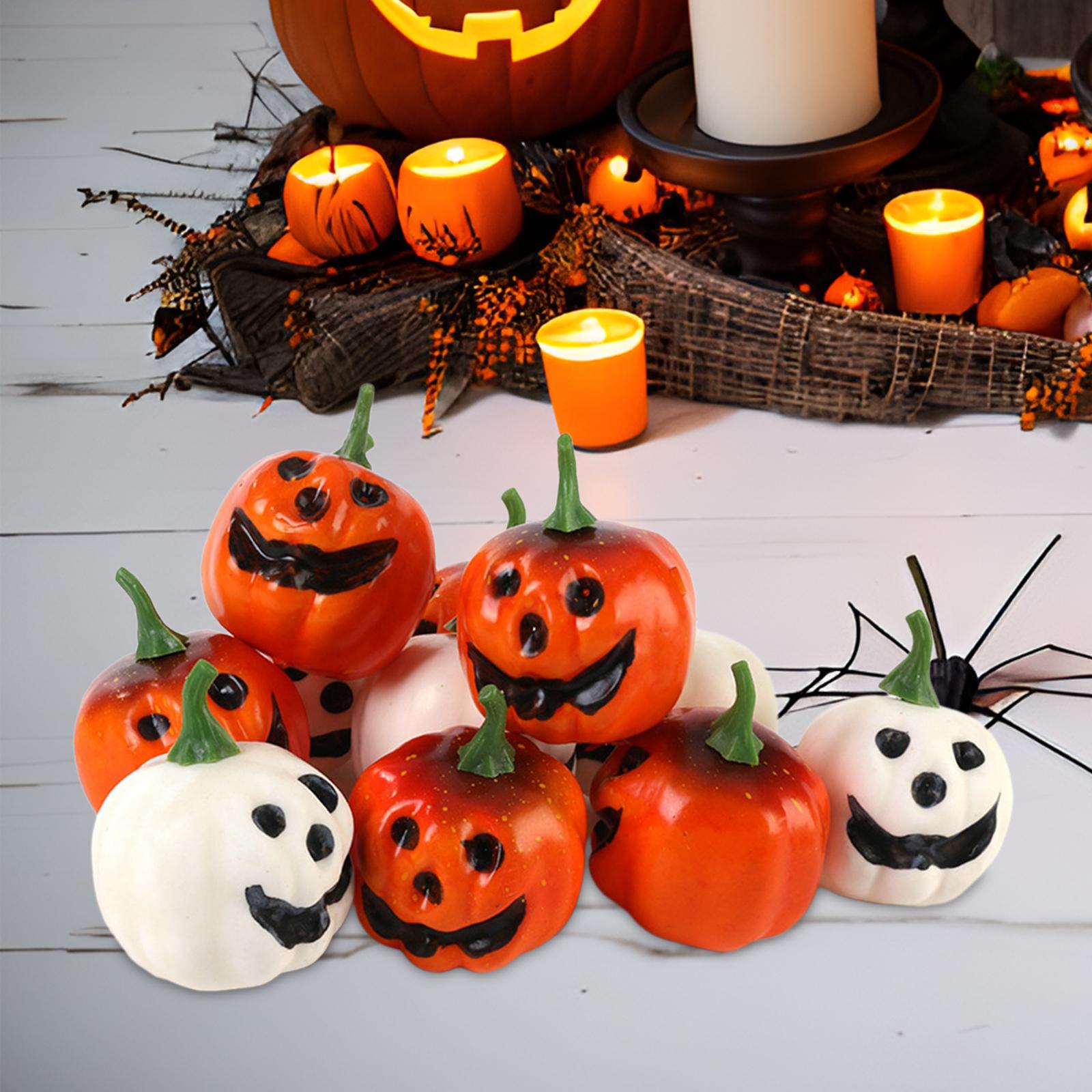 12Pcs Artificial Smiling Face Pumpkins Halloween Supplies Versatile Lifelike