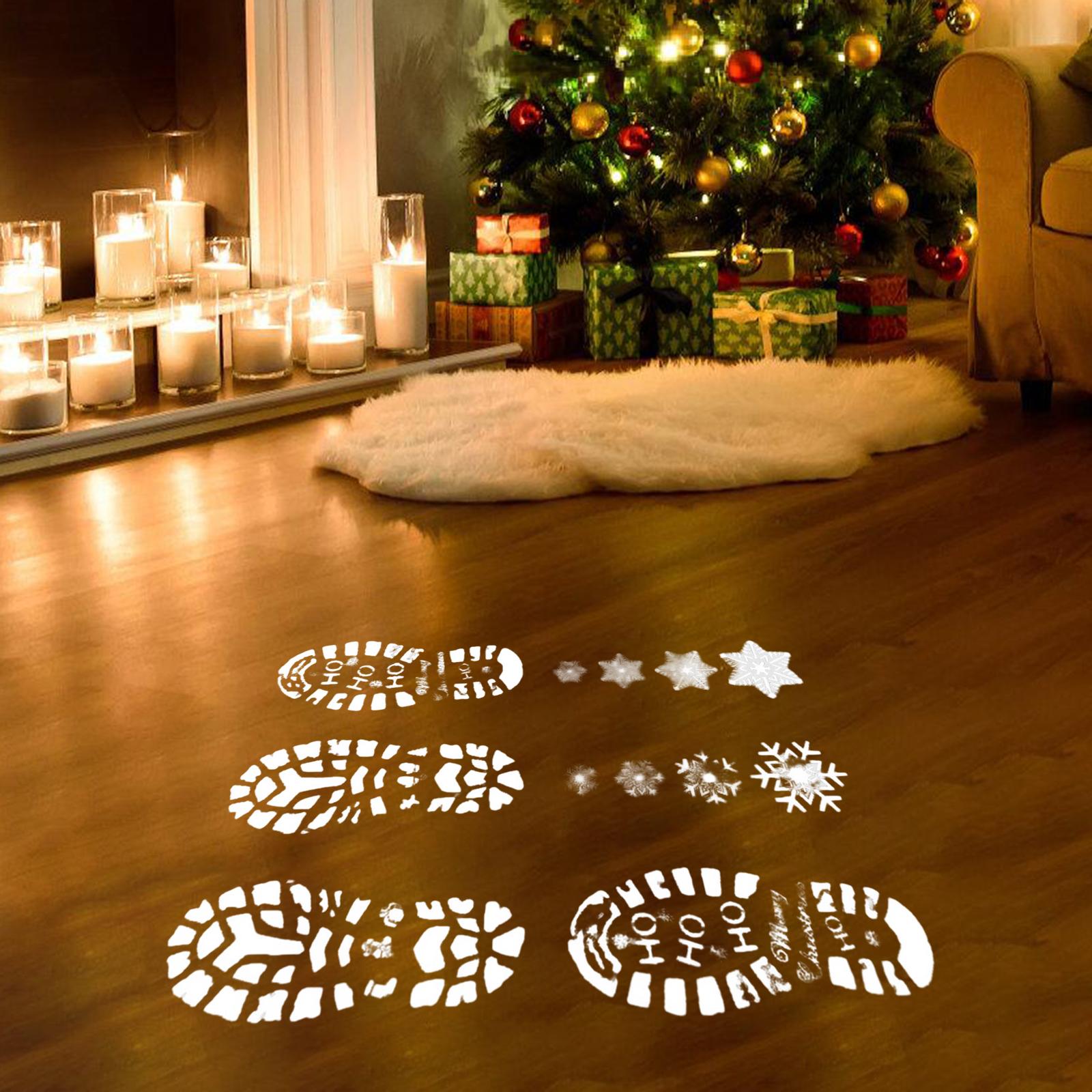 6x Christmas Footprints Painting Template Santa Footprint Snowflake Stencils