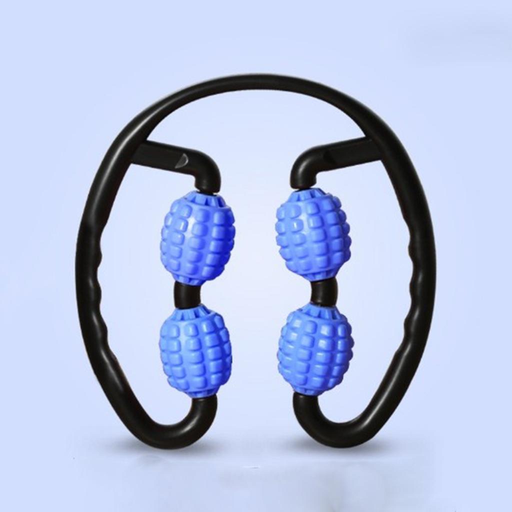 4 Wheels Roller Massager Muscle Relaxer Body Shaping Yoga Sport Gear Blue