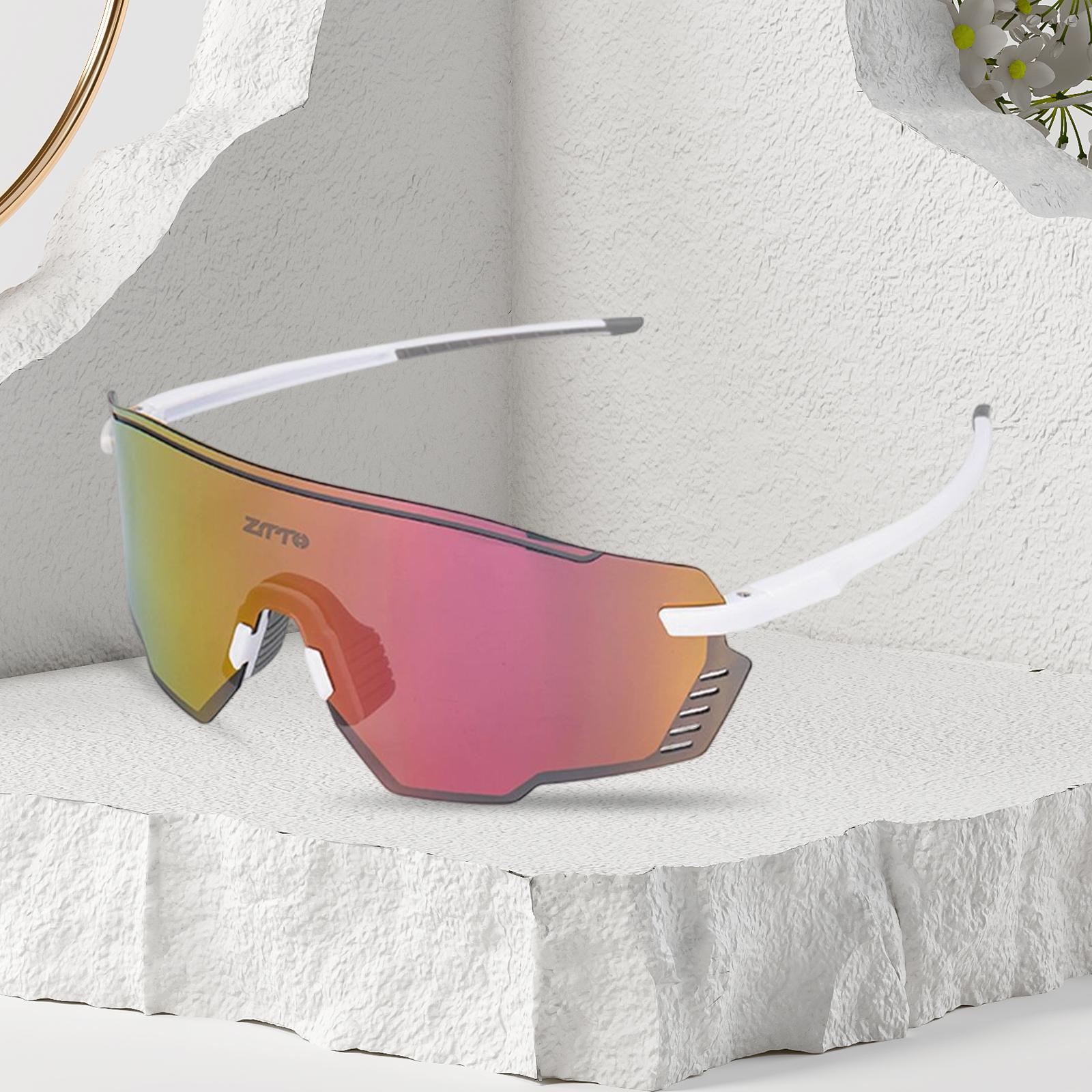 Outdoor Cycling Glasses Sports Sunglasses Eye Protection for Fishing Hiking White Pink