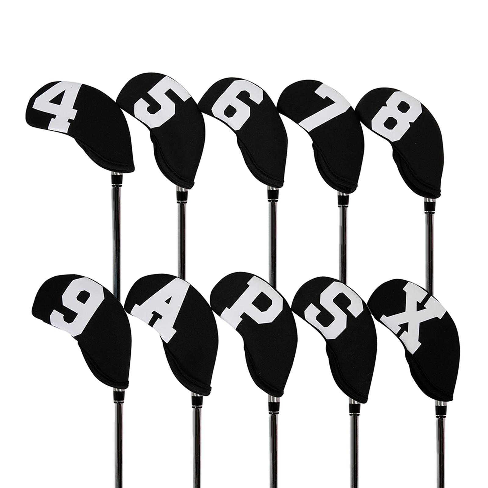 10Pcs Golf Iron Covers Set Wrap Neoprene Waterproof Sleeves Equipment