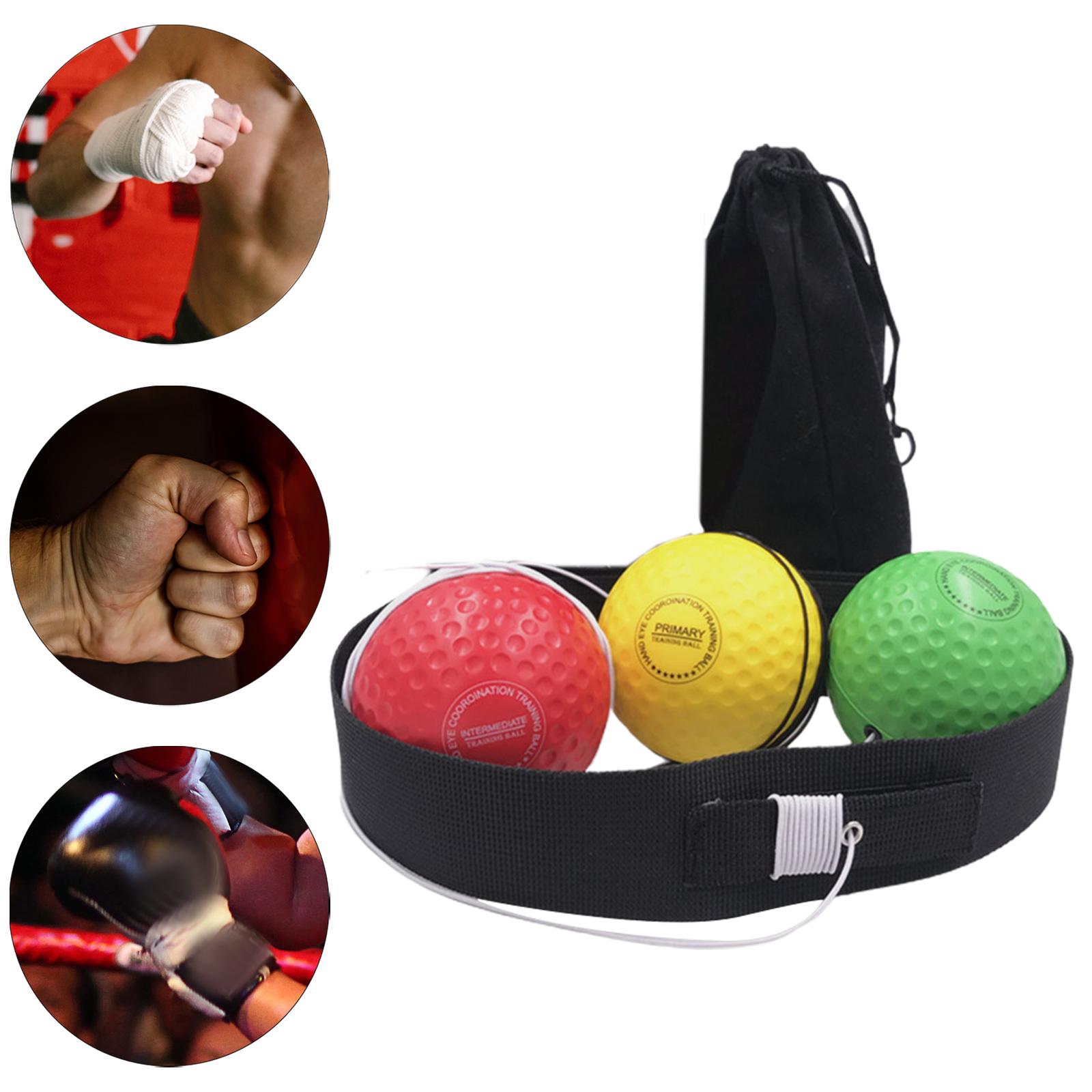 Boxing Reflex Ball Headband Fitness Boxing Gear Workout Reflex Punching Ball 1 Headband 3 Ball