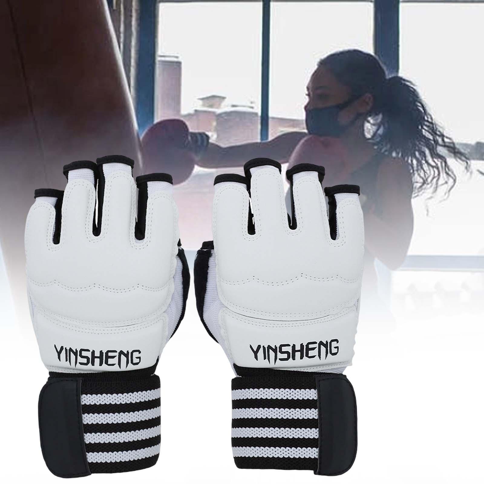 Kickboxing Gloves Half Finger Fighting Gloves for Taekwondo Punching Bag Mma M White