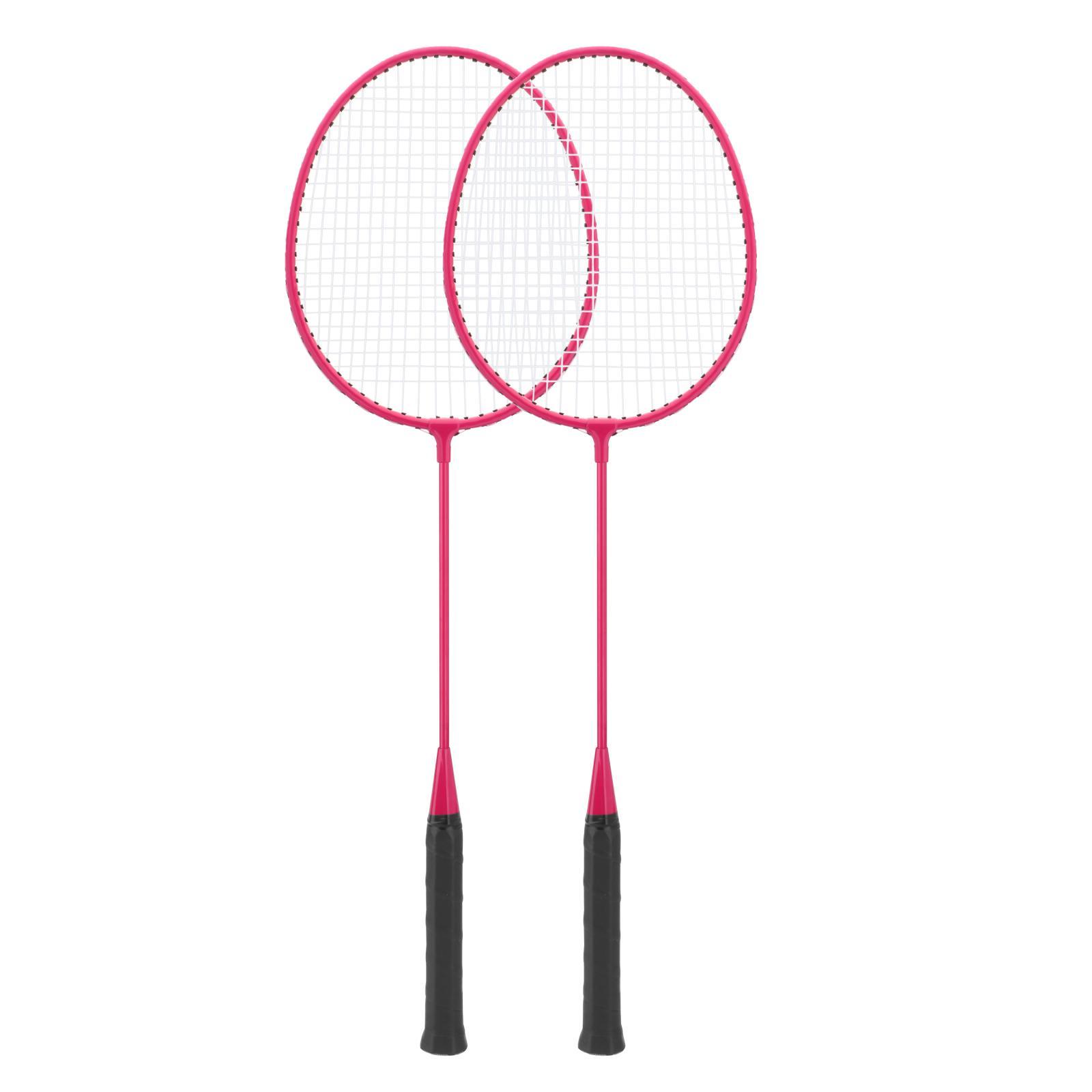 2Pcs Badminton Rackets with 3 Nylon Balls Family Training Badminton Racquets Pink