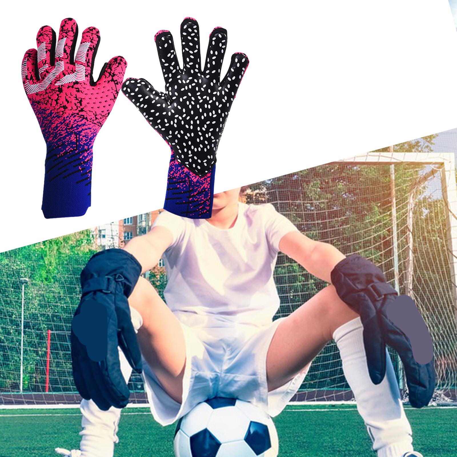 Football Goalkeeper Gloves Thickened High Performance Sport Goalie Gloves red and blue