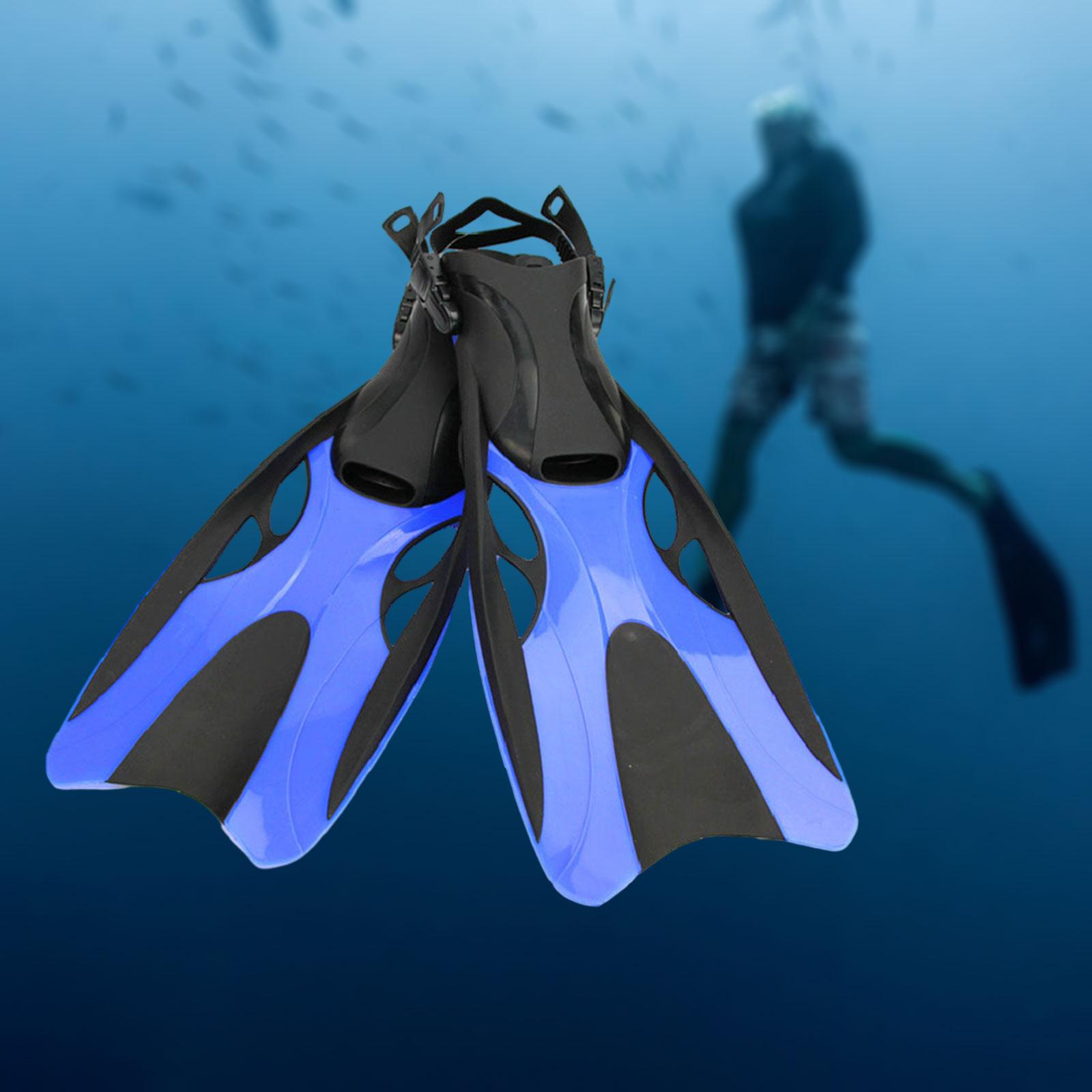 Diving Fins Silicone Snorkeling Fins for Men Women Beginner Diving Equipment Blue Size L