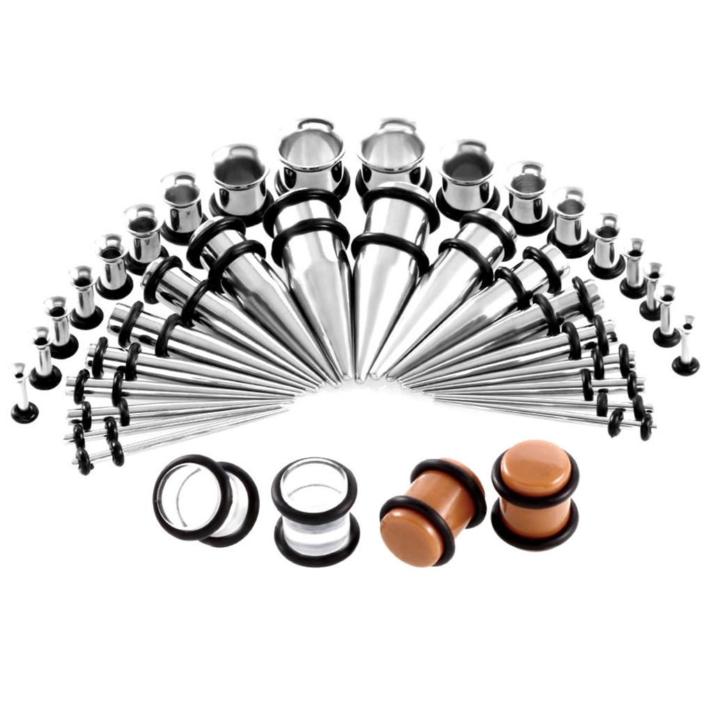 72Pcs Acrylic Plugs Stainless Steel Tapers 14G-00G Ear Stretching Piercing 4