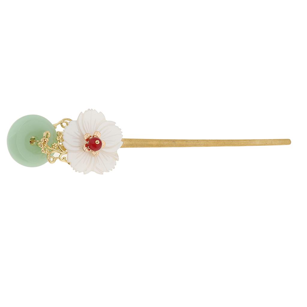 Retro Floral Flower Bead Hair Stick Hairpin Ancient Chinese Japanese ...