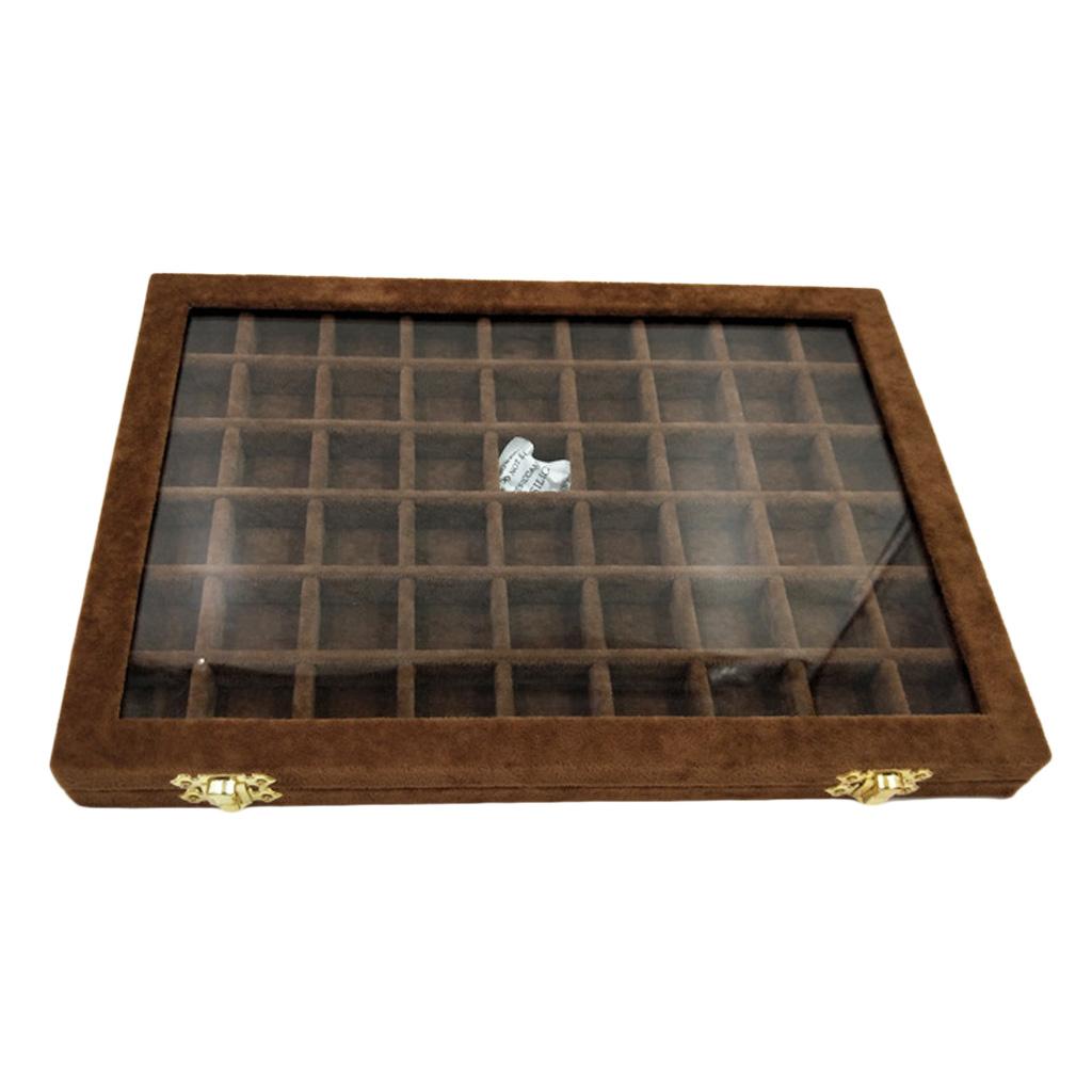 Velvet Stackable Jewelry Display Tray Case for Jewellery Earrings Brown