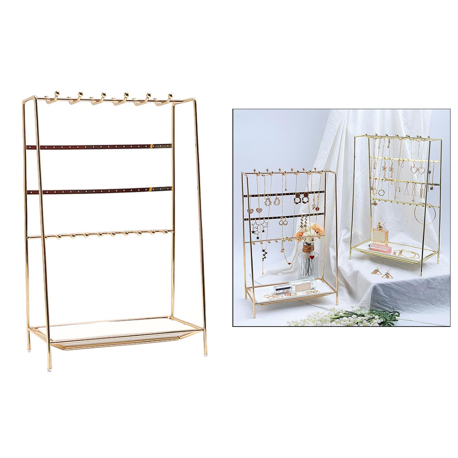 Metal Iron Jewelry Display Stand Multipurpose Earring Organizer Light Gold