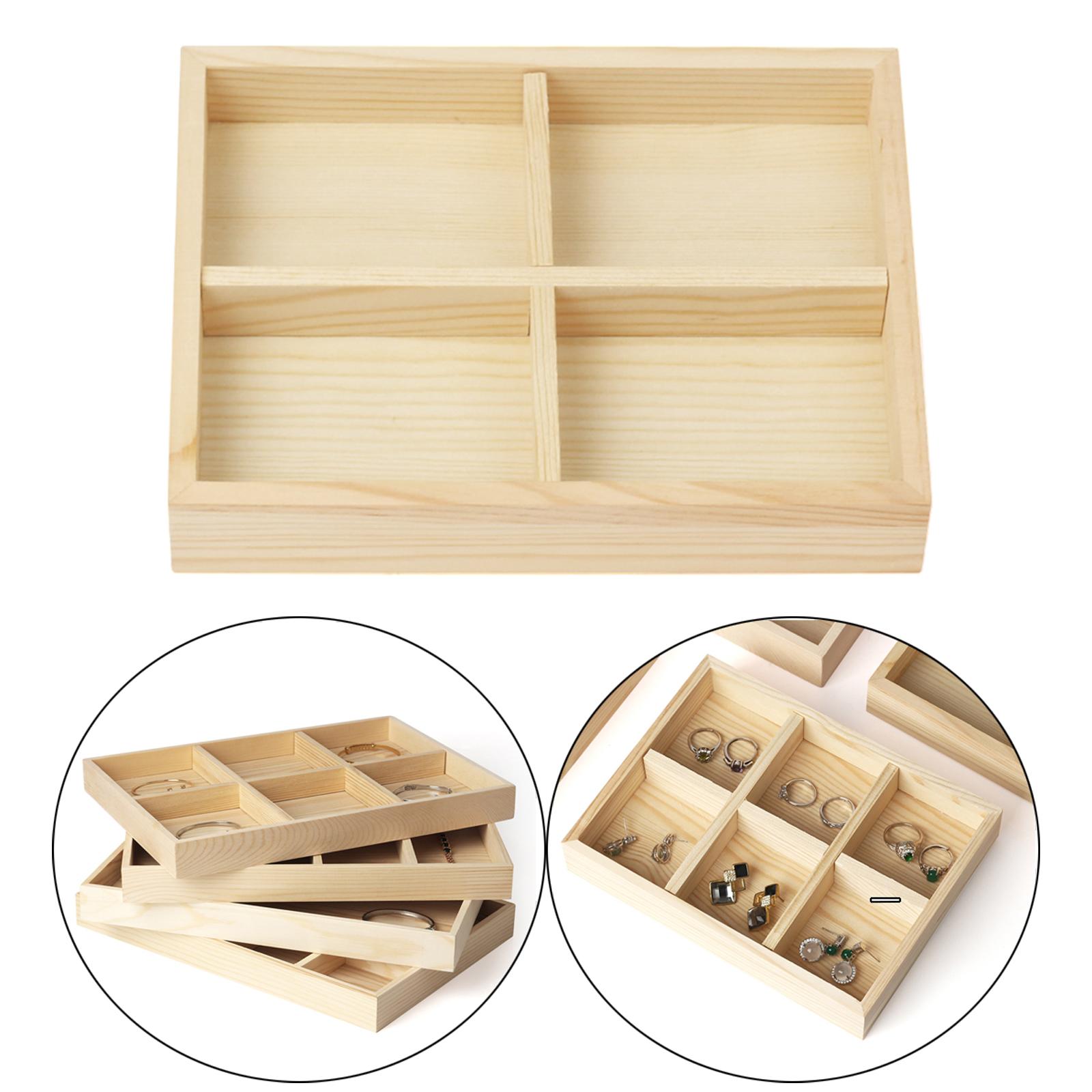 Jewelry Display Tray Case Beads Holder Gemstone Bangles Stackable Ladies 4-grids 