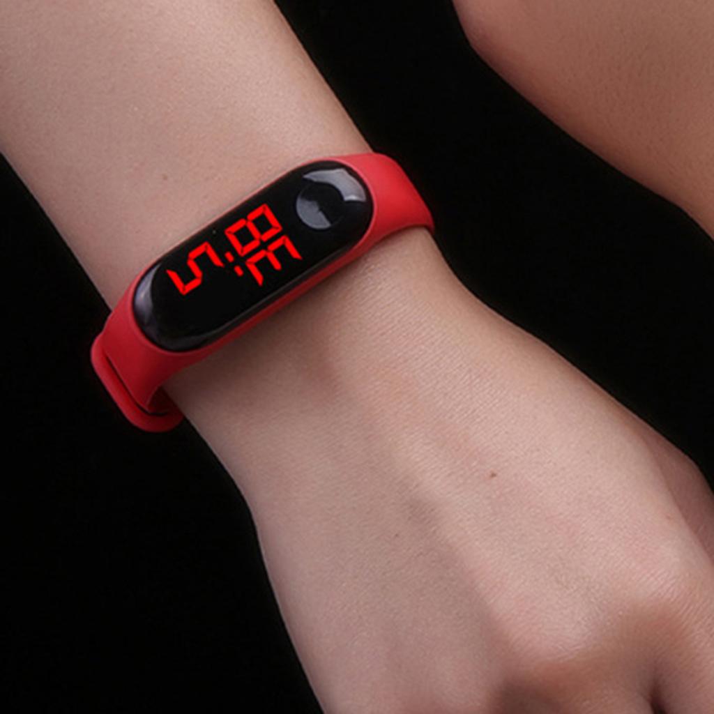 LED Digital Watch Touch Screen Silicone Smart Wristwatch Bracelet Red