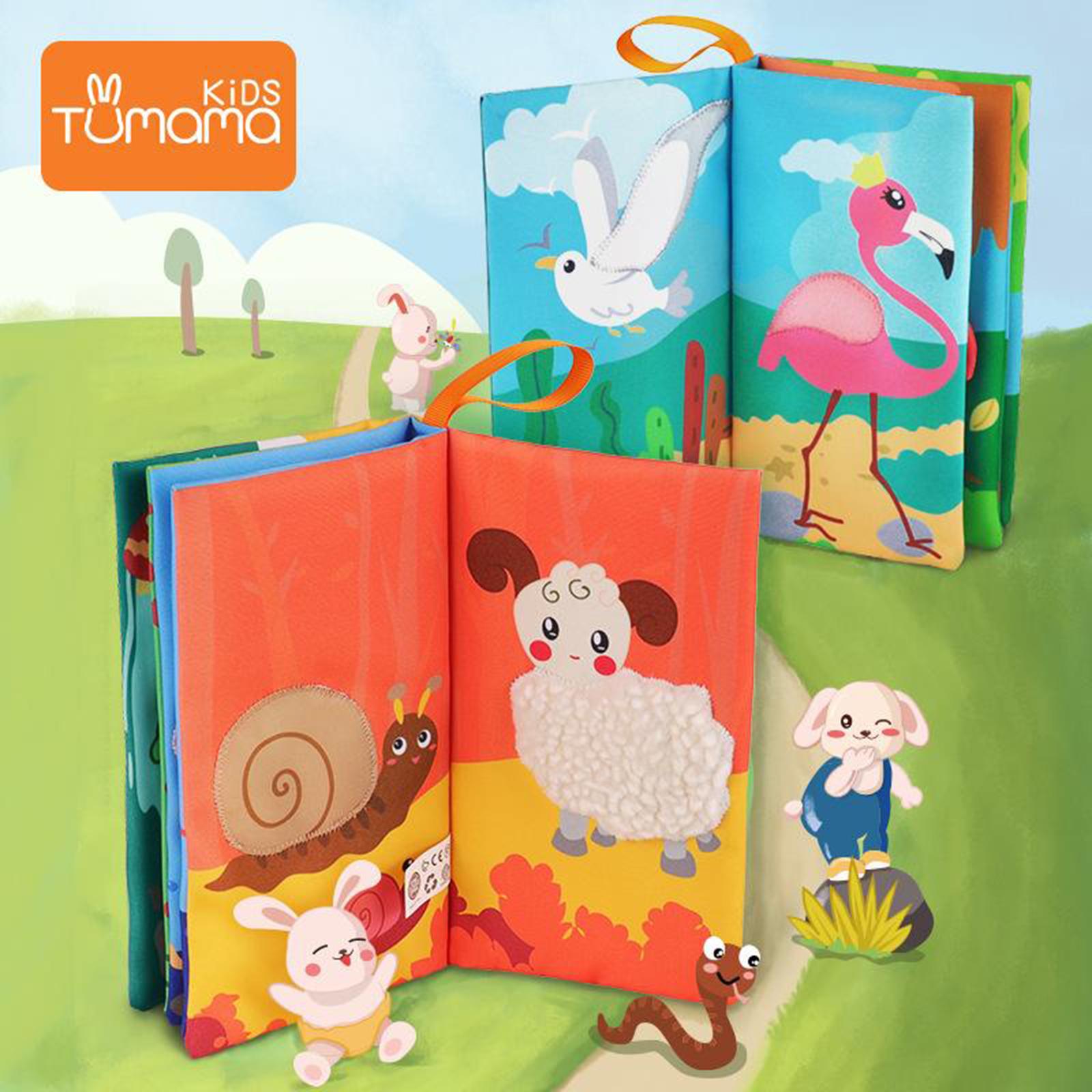 Soft Baby Cloth Book Early Educational Newborn Teeth Toys Animals Skin