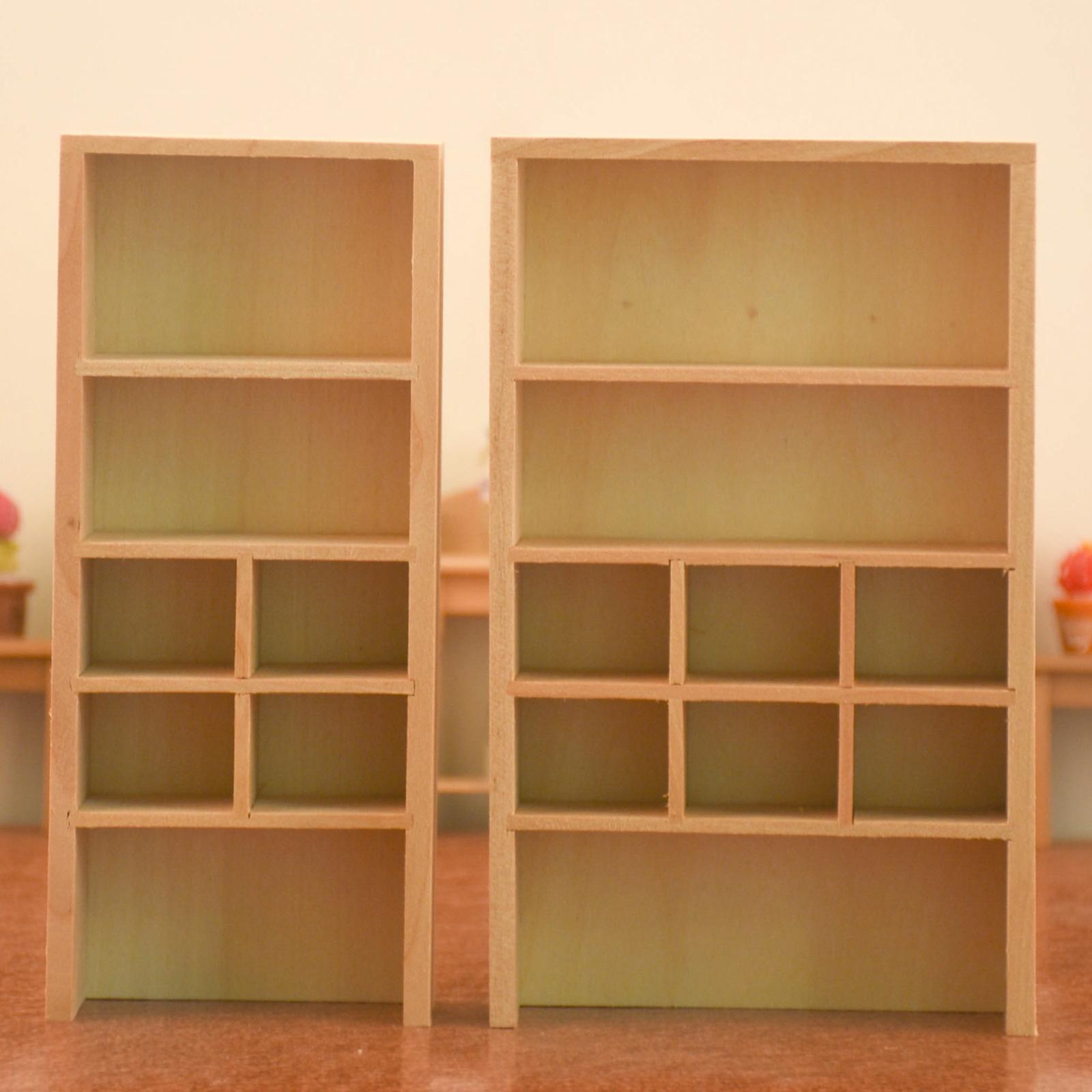 2xWooden Cabinet Bookshelf Organizer for 1/12 Dolls House Furniture Small