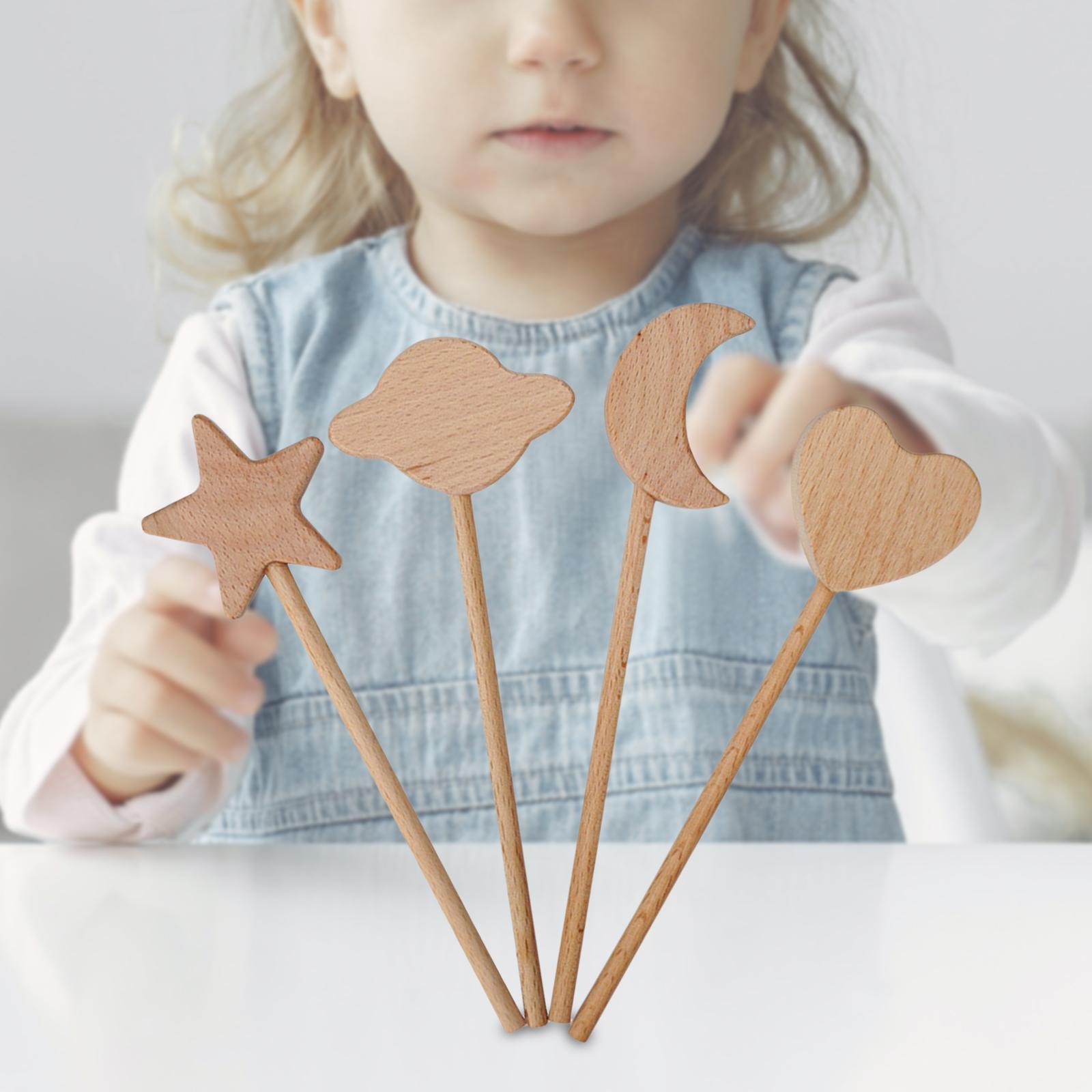 4Pcs Princess Fairy Wands Unpainted Unfinished Ornaments for Art