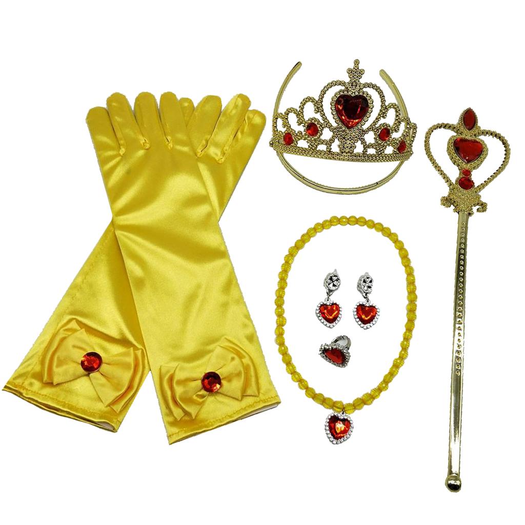 6/set Girls Princess Belle Costume Accessories Birthday Party Fancy