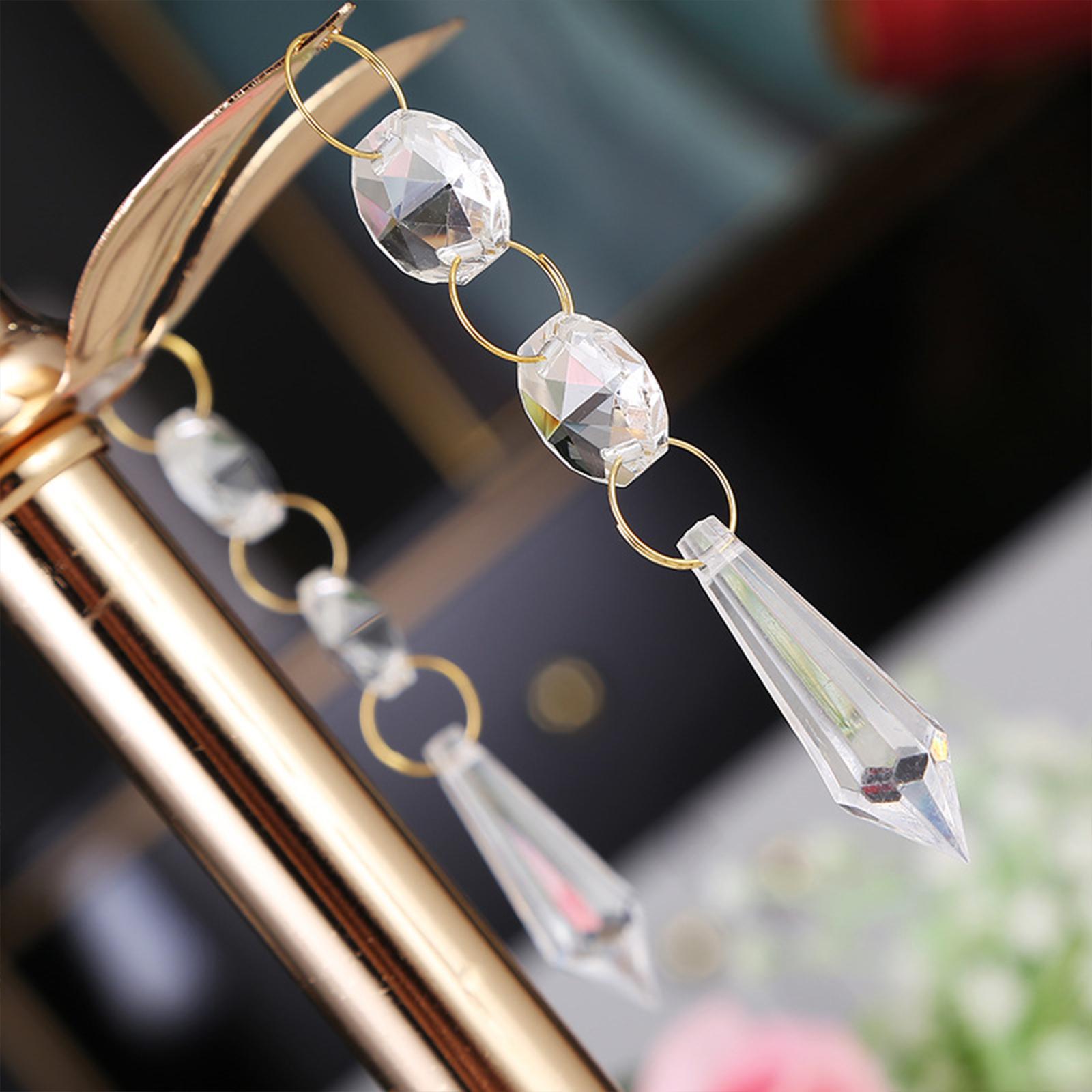 Gold Crystal Candle Holder Table Centerpiece Romantic for Living Fireplace 140x210mm