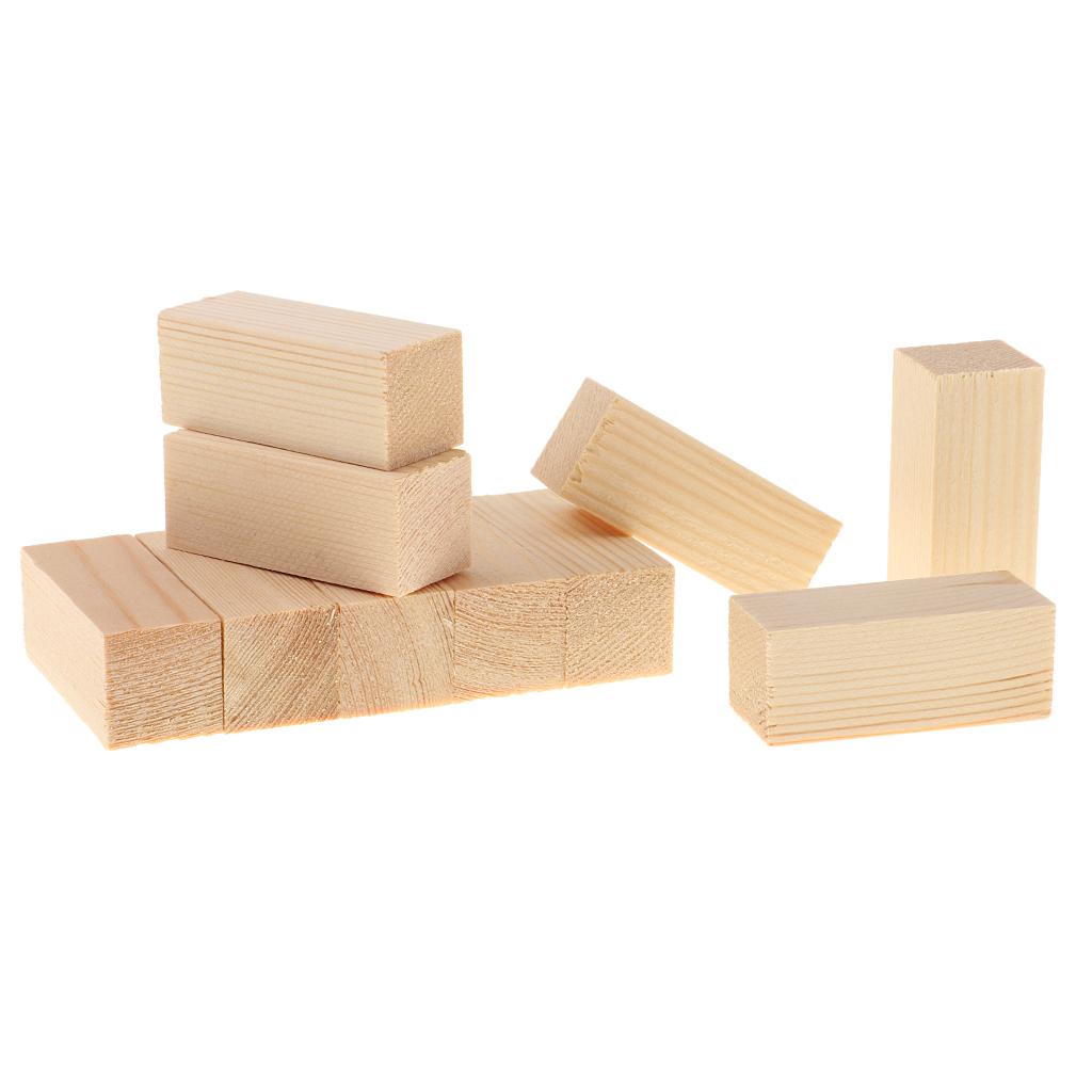 2x10/5x Unfinished Wood Blocks DIY Modelling Woodworking Materials 20x20x50mm