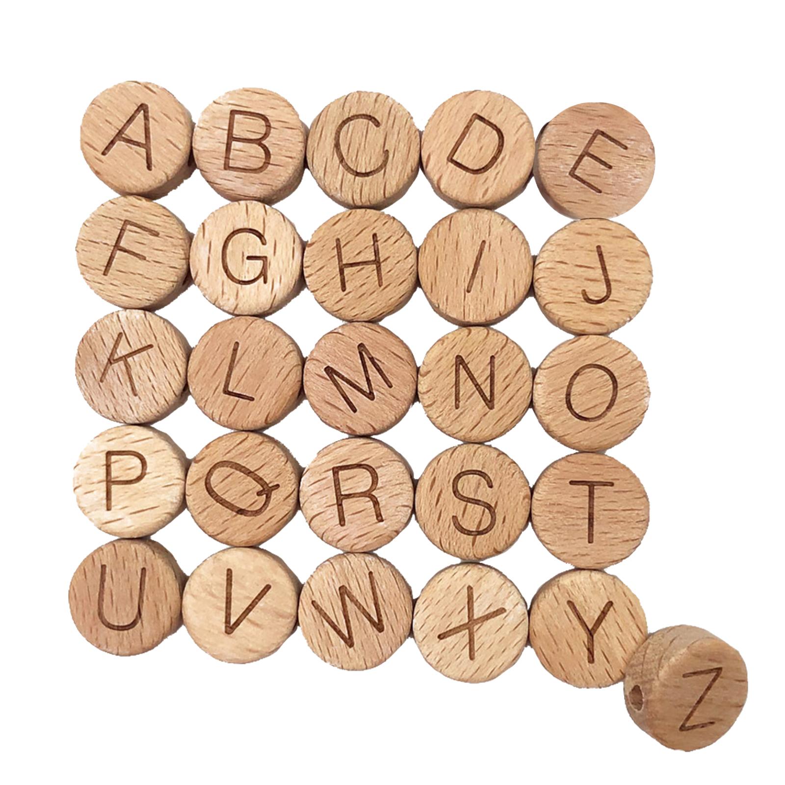 26x Alphabet Letter Beads Wooden Beads for Grinding Teeth Pendants Crafts