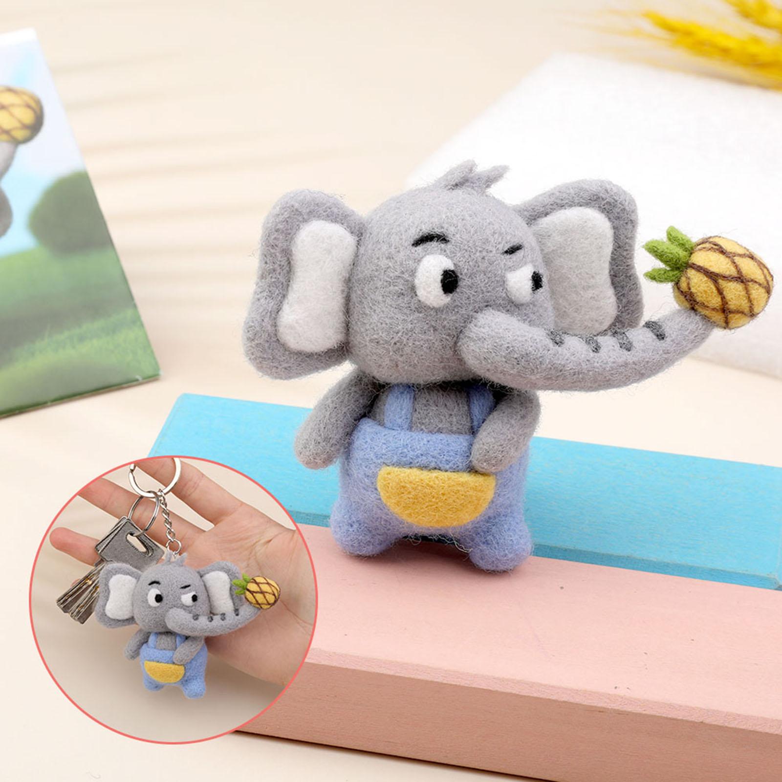 Elephant Doll Felting Beginners Handmade Project Wool Felt Materials Set