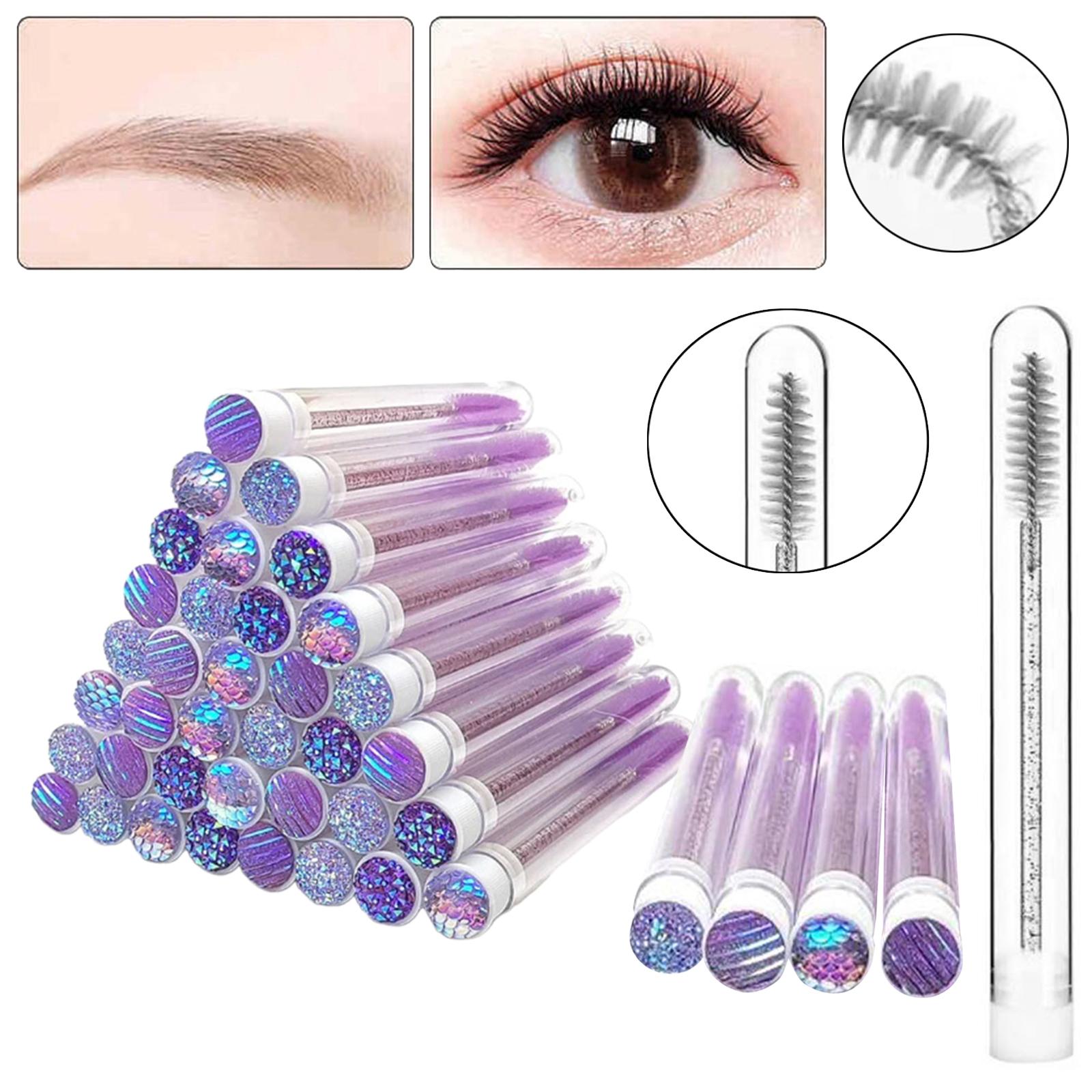 40 Pieces Disposable Mascaras Brush Makeup Tool Gifts Lash Styling for Salon Purple