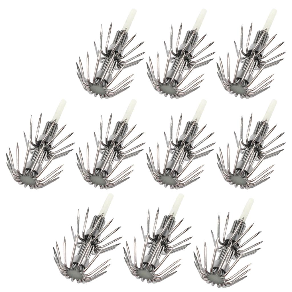 10pcs Stainless Steel Luminous Squid Lure Hooks Fishing Egi Jig Hooks  030