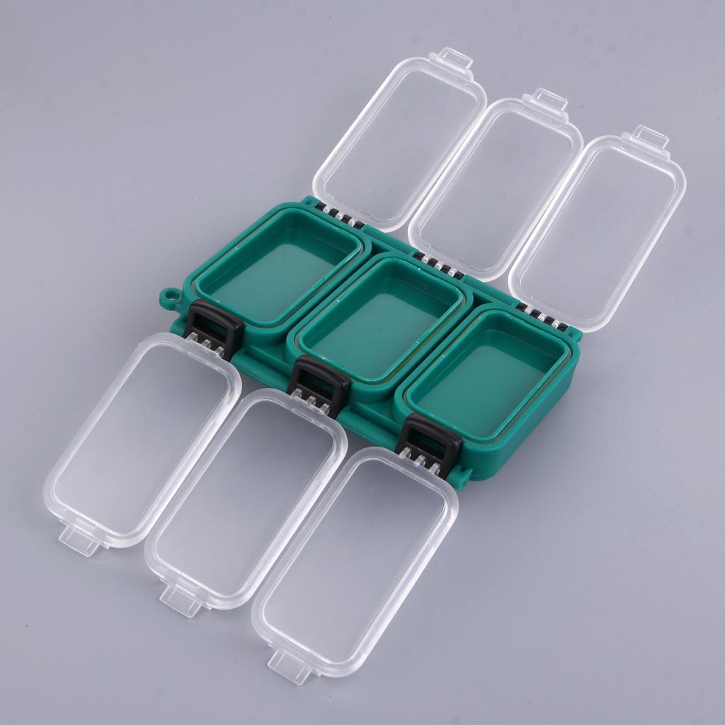 3xFishing Gear Box Accessories Tackle Buckle Cases with 6 Fixed Compartments