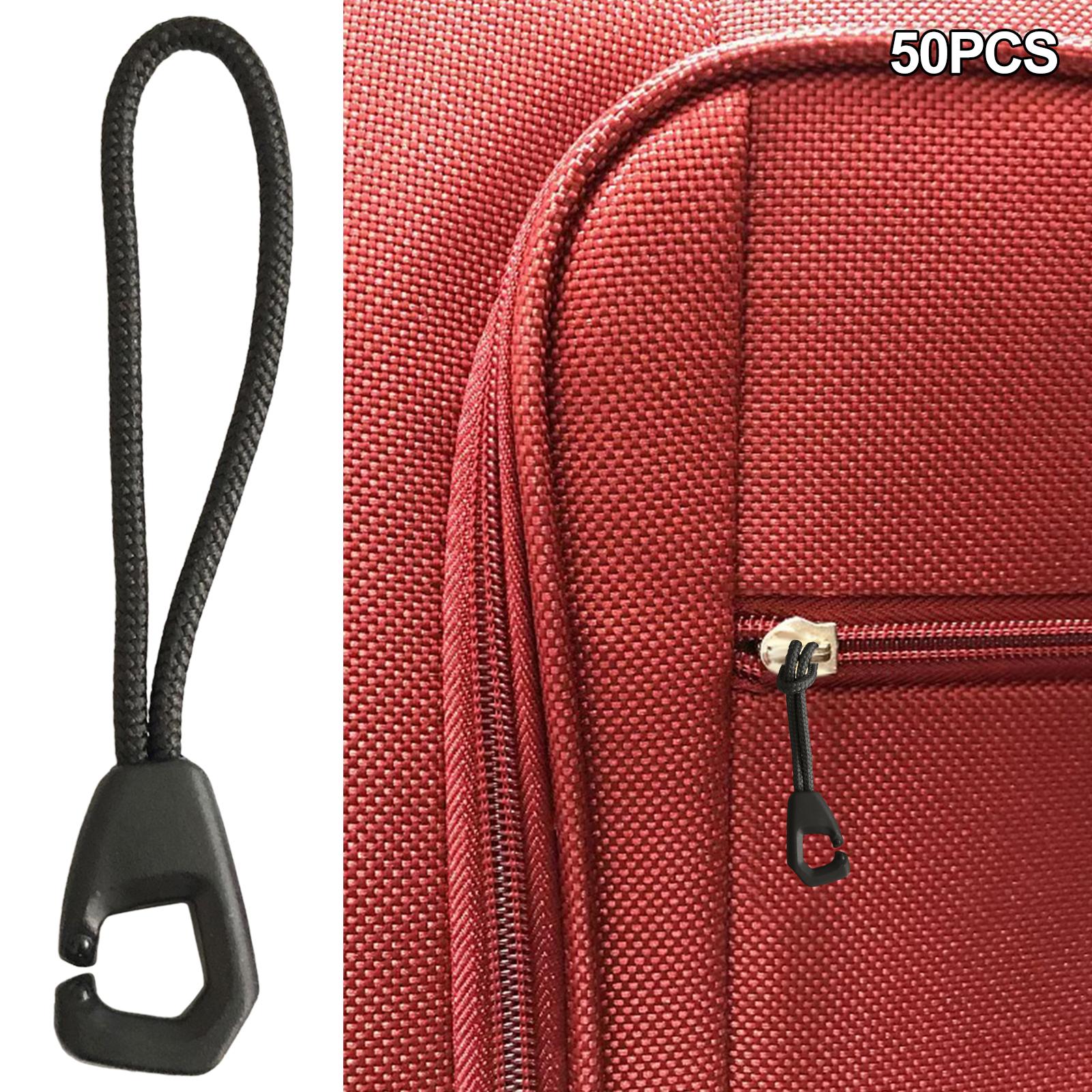 50Pcs Zip Pullers Zipper Pull Cord Fastener Replacement Black