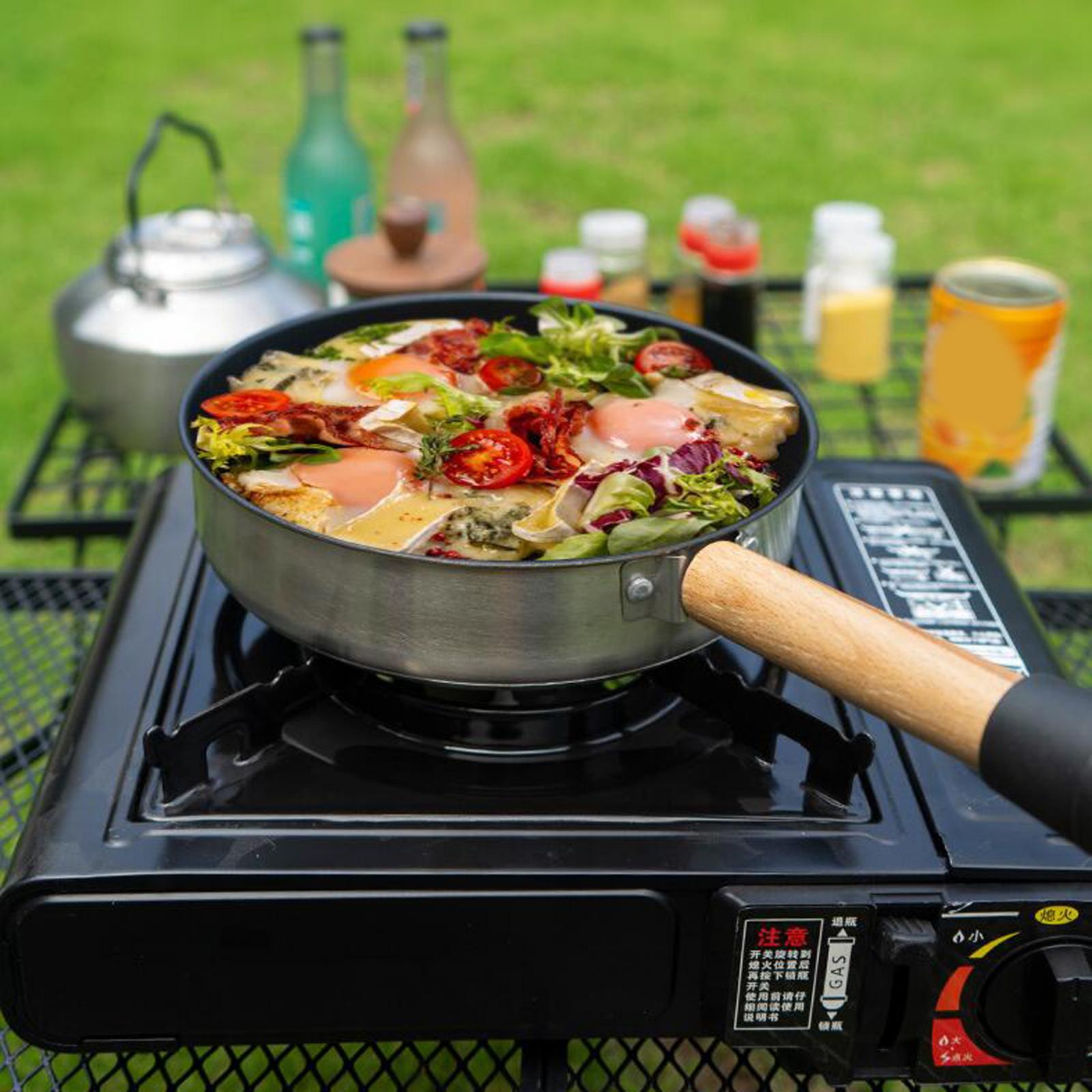 Camping Frying Pan Tableware with Removable Handle for Picnic Hiking Camping