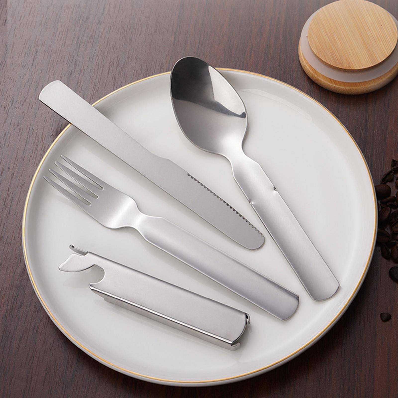 4Pcs Cutlery Utensils Practical Camp Flatware Set for Camping Office Kitchen