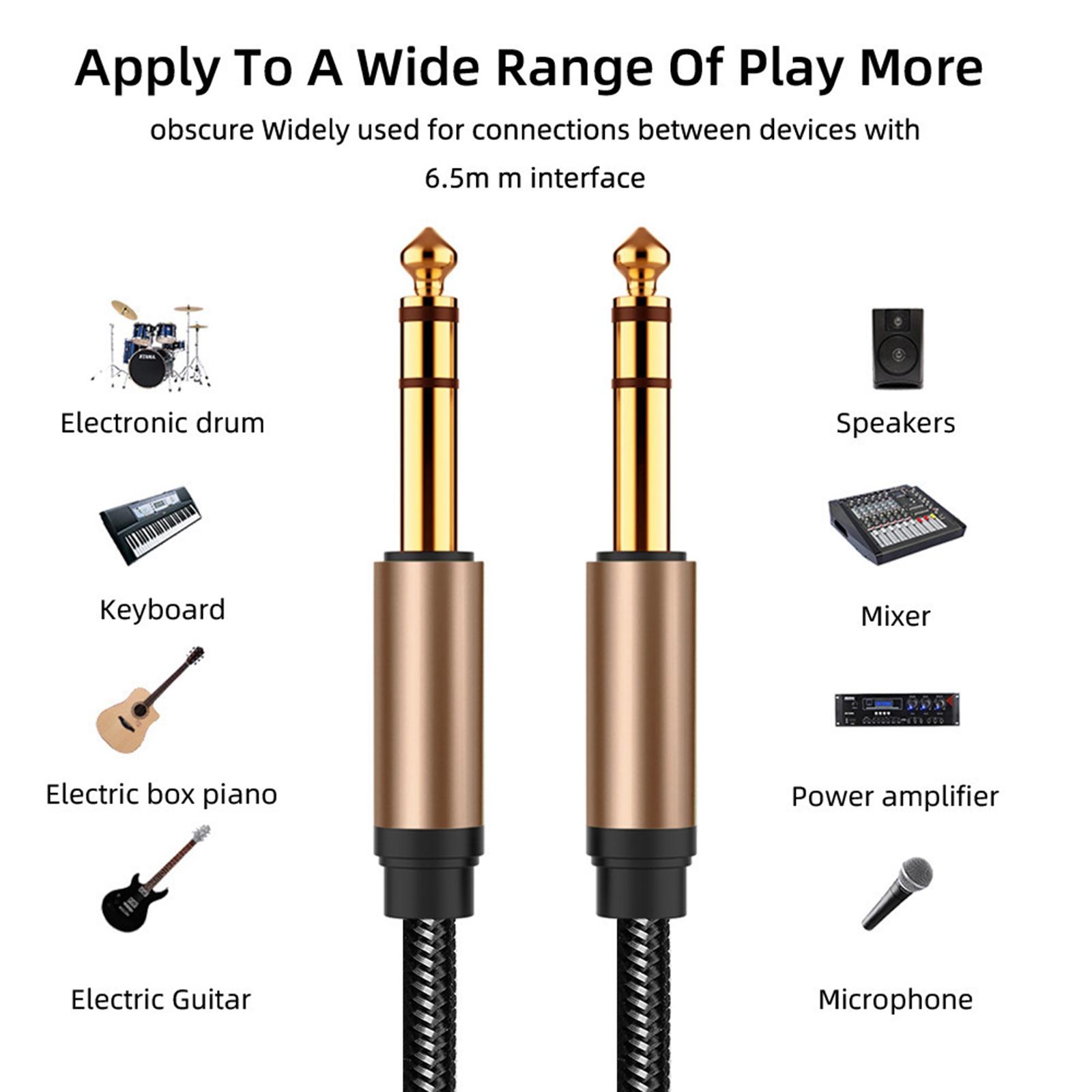 6.35mm Stereo Audio Instrument Cable for Microphone Electric Guitar Mixer