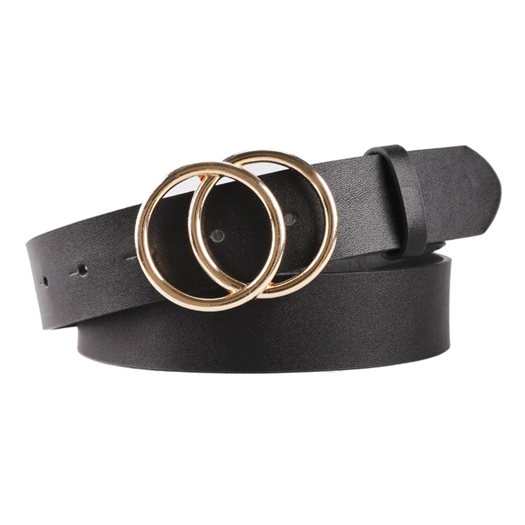 Womens Fashion Casual Belt PU Leather Waist Belt O-Ring Buckle 95cm