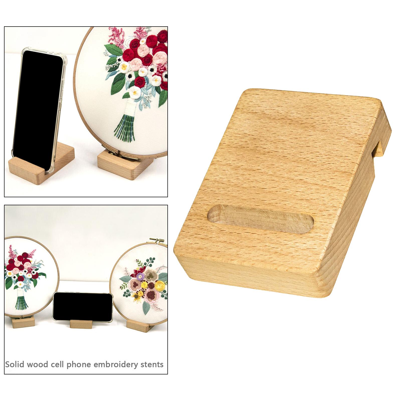 Embroidery Hoop Phone Stand Cross Stitch Wooden Base Accessories Support