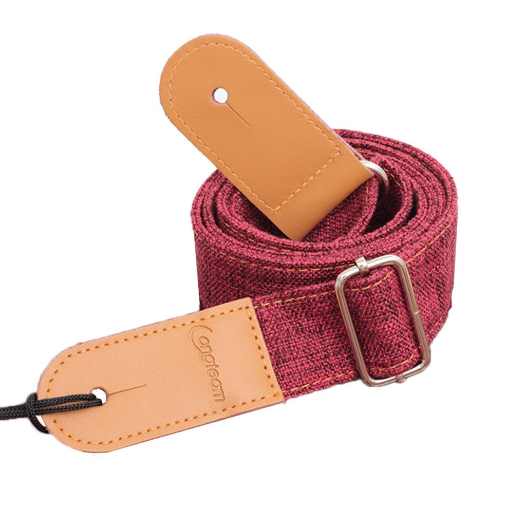 Adjustble Feature Cotton And Linen Diagonal Across Ukulele Straps Red